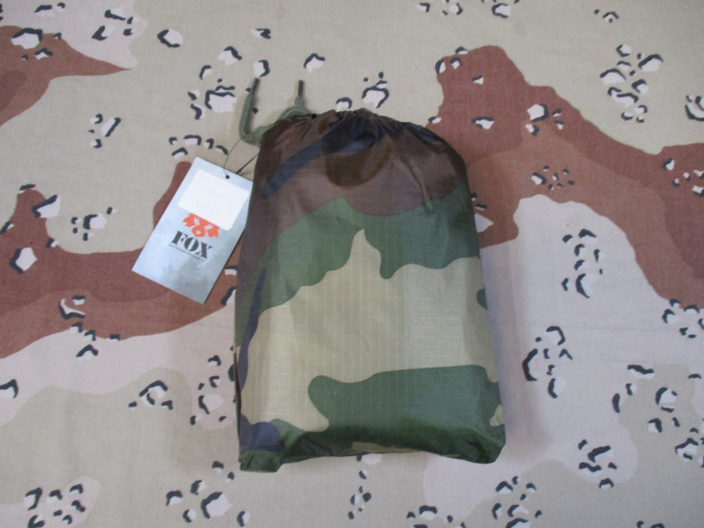 New Fox Outdoor Woodland Camo Rip Stop Poncho with Hood & Carry Pouch