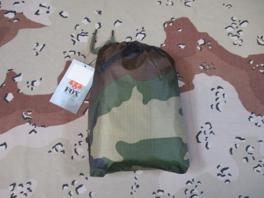 New Fox Outdoor Woodland Camo Rip Stop Poncho with Hood & Carry Pouch