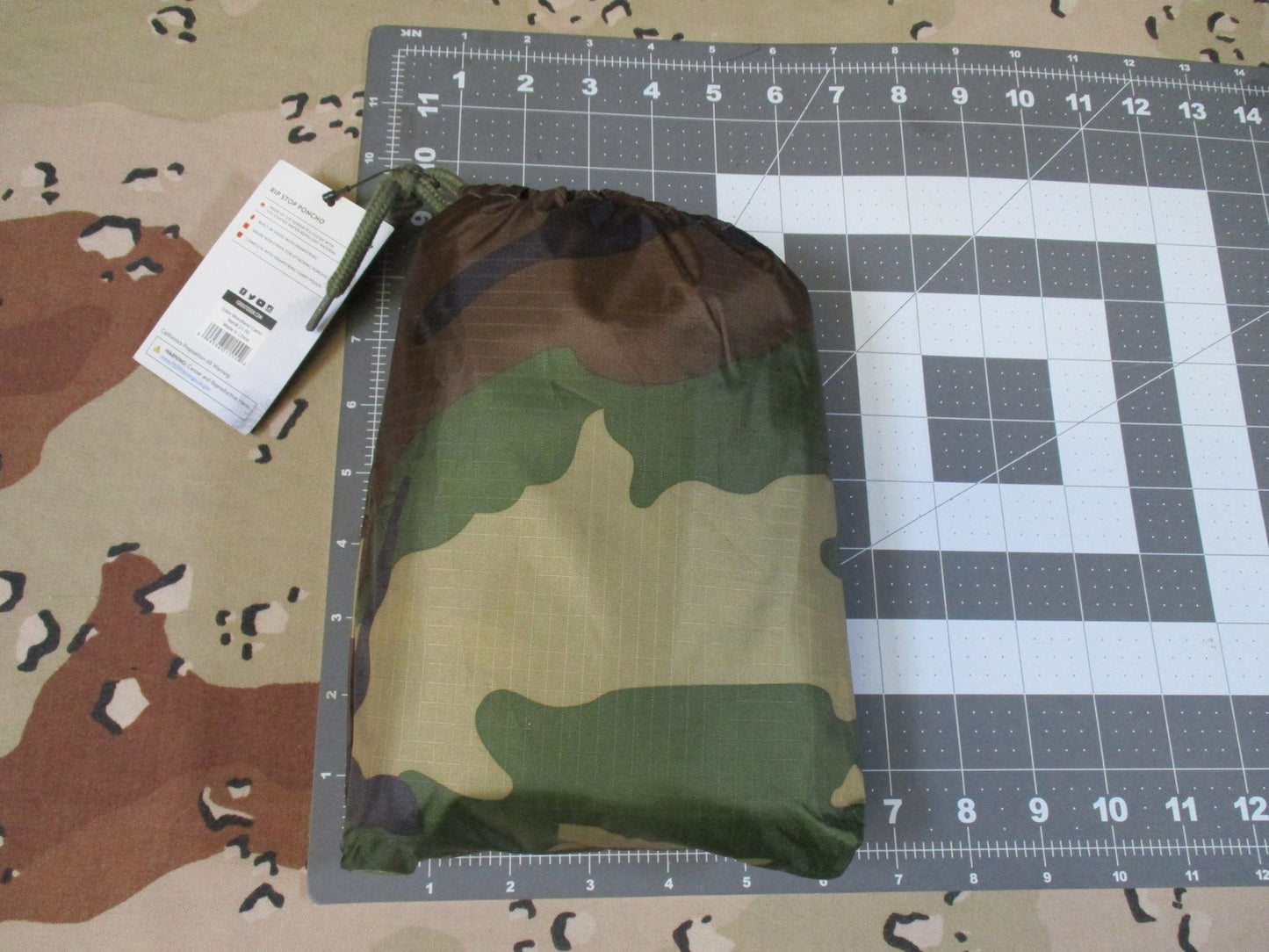 New Fox Outdoor Woodland Camo Rip Stop Poncho with Hood & Carry Pouch