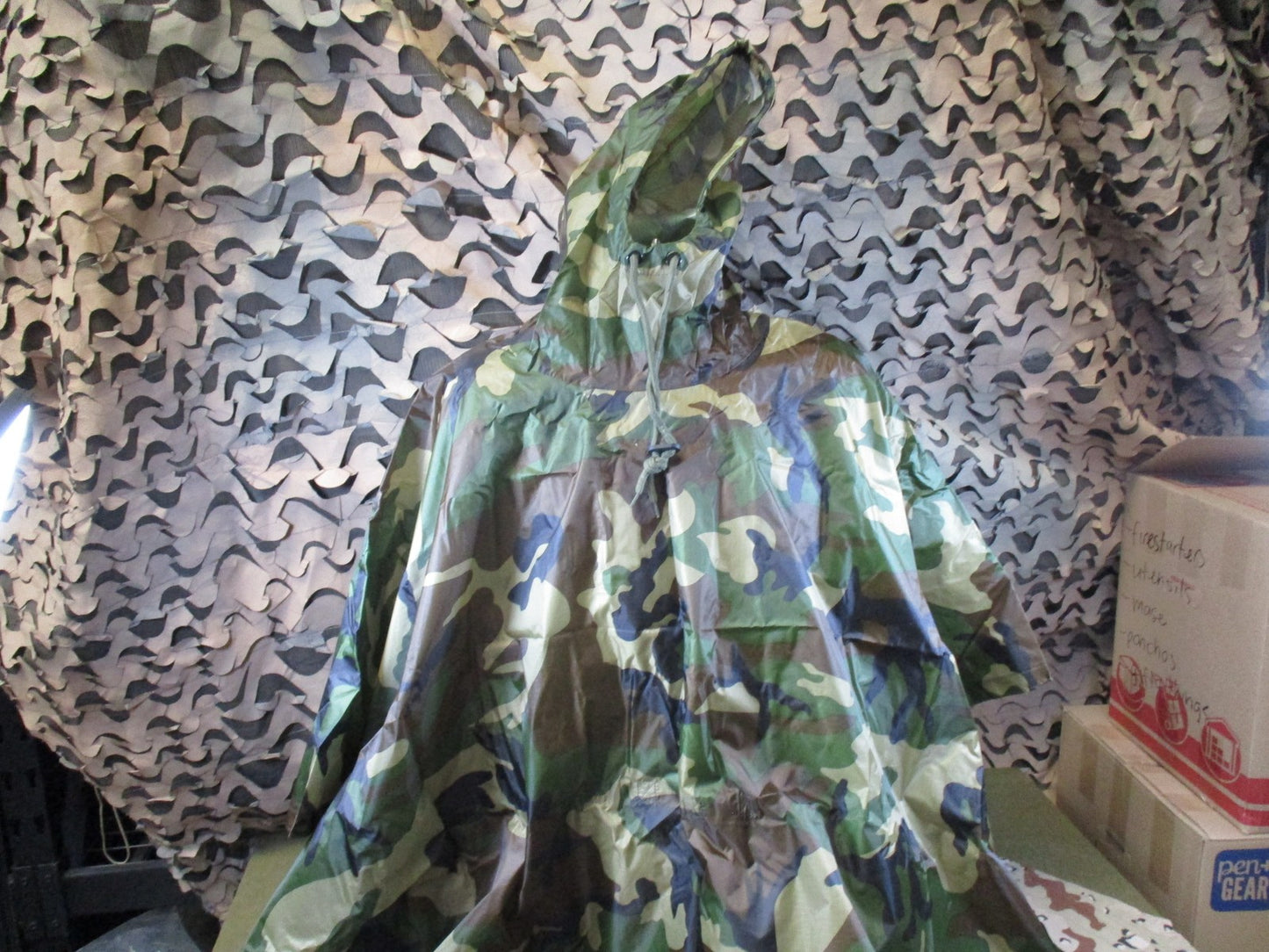 New Fox Outdoor Woodland Camo Rip Stop Poncho with Hood & Carry Pouch