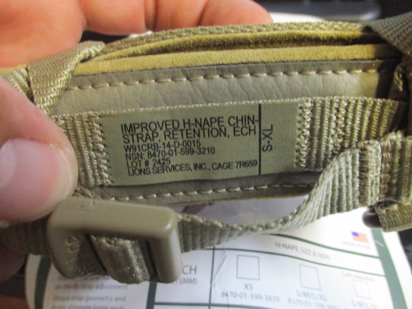 ENHANCED COMBAT HELMET H-NAPE CHINSTRAP ECH COYOTE BROWN RETENTION SYSTEM STRAP
