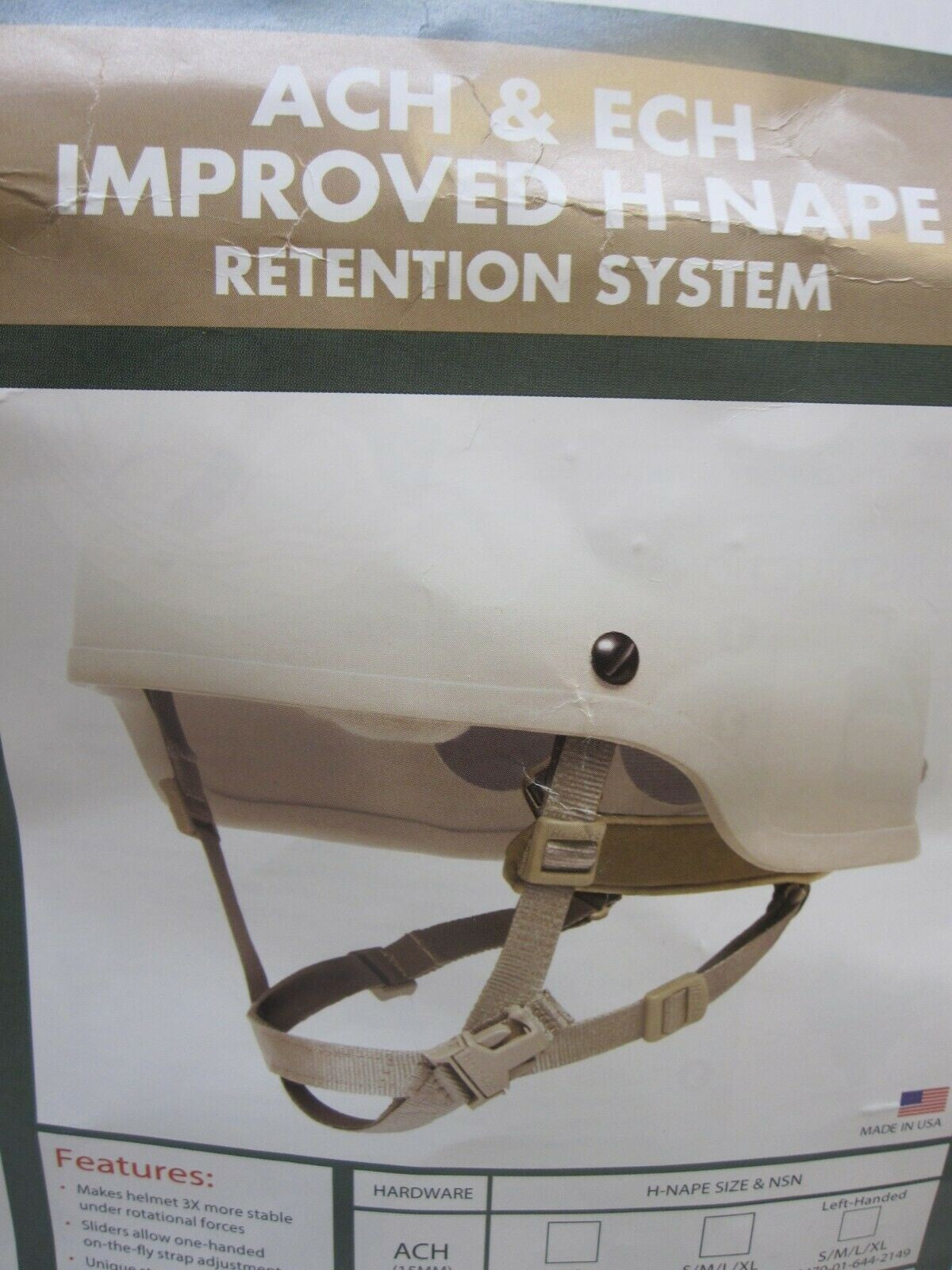 ENHANCED COMBAT HELMET H-NAPE CHINSTRAP ECH COYOTE BROWN RETENTION SYSTEM STRAP