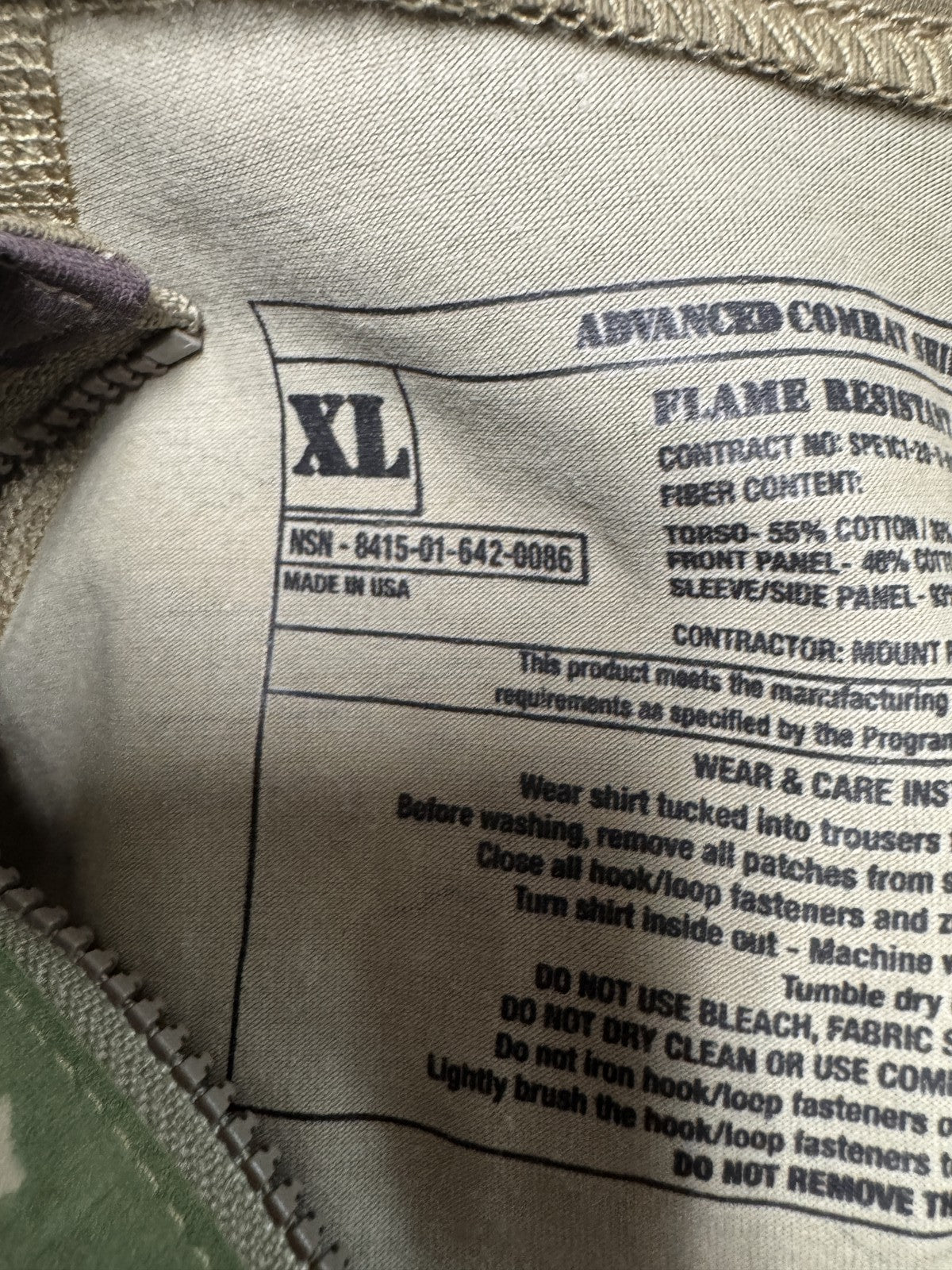 New Army OCP Scorpion W2 Combat Shirt XL Flame Resistant 1/4 Zip Hot Weather