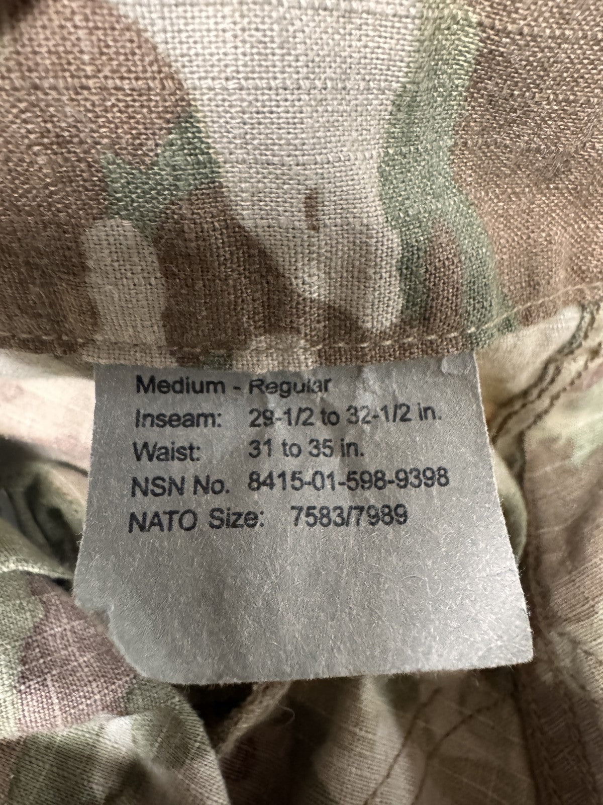 Army Combat Uniform FR Pants Medium-Regular MultiCam Cargo Ripstop Used