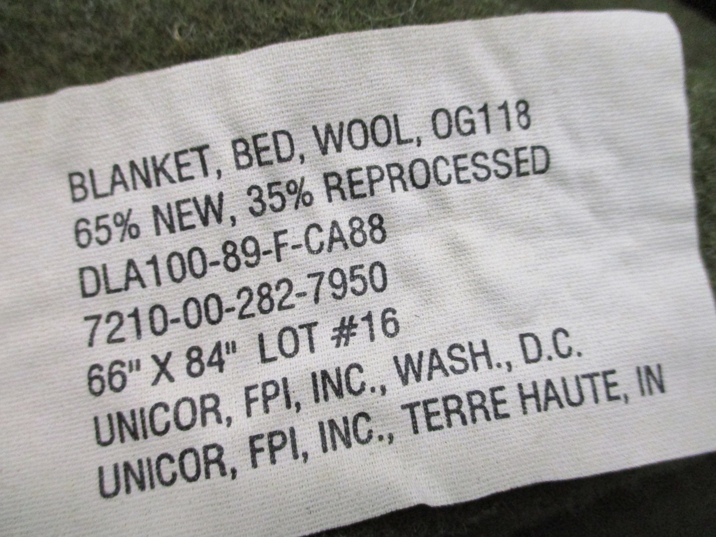 Genuine US Military Surplus Wool Blanket OG-118 66x84 Olive Drab Camping Bedding