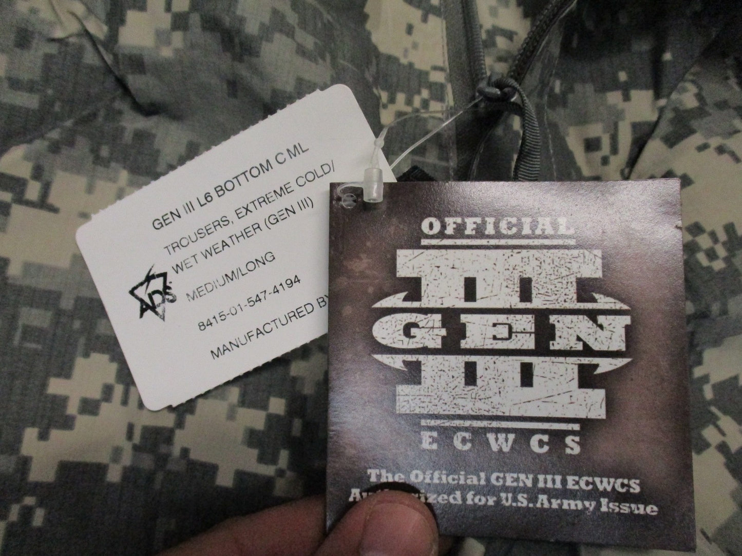 USGI ECWCS Gen III Level 6 UCP Gore-Tex Trousers ACU Digital Medium Long NWT