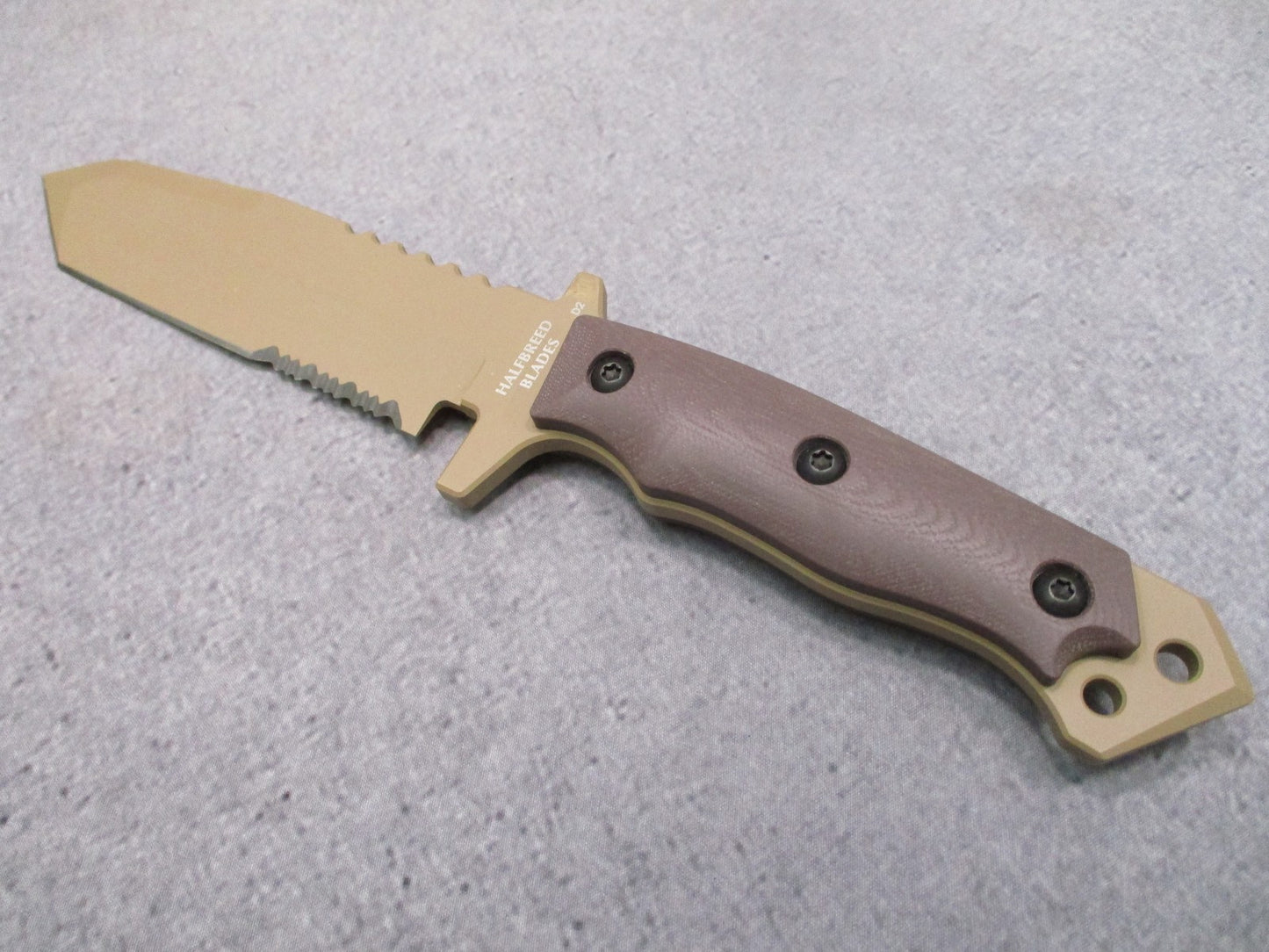 Halfbreed Blades MIK-02 Tactical Fixed Blade Knife D2 Steel Tan G10 New