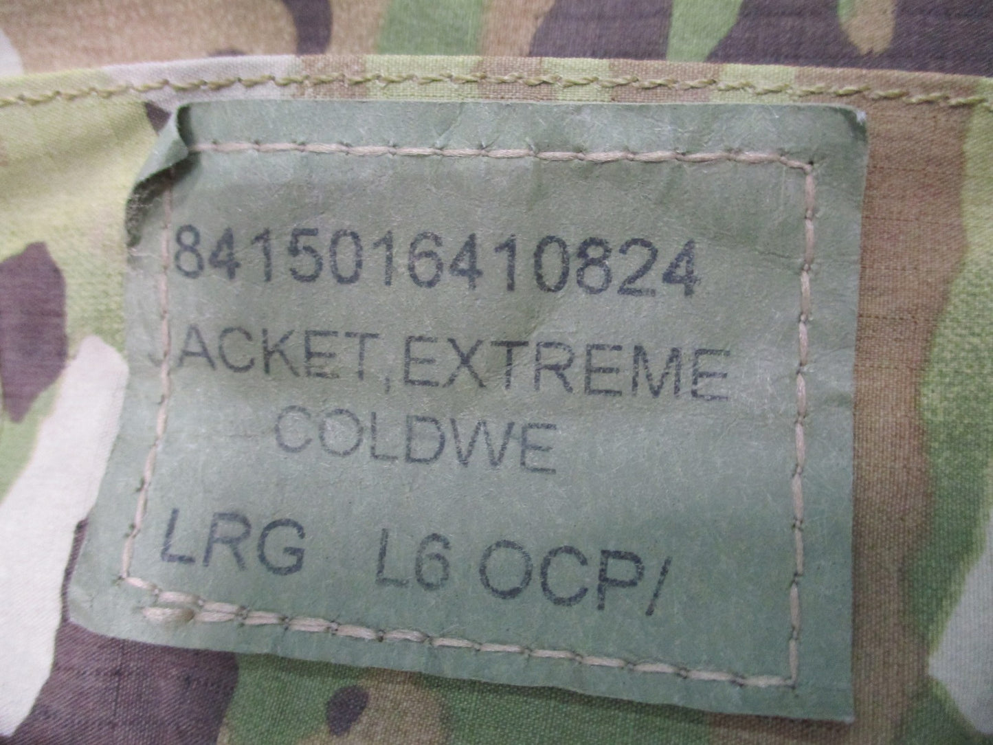 ARMY OCP COLD/WET WEATHER JACKET LVL 6 LARGE/REG SCORPION TOP 8415-01-641-0824