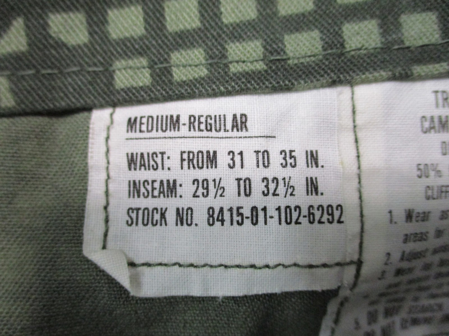 Vintage US Military Night Camouflage Desert Trousers Medium Regular DNC Pants