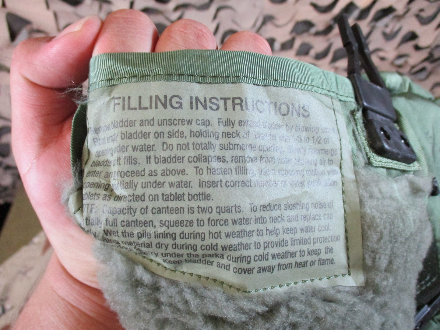 US Military 2 Quart Collapsible Canteen with Cover - NSN 8465-01-117-7485
