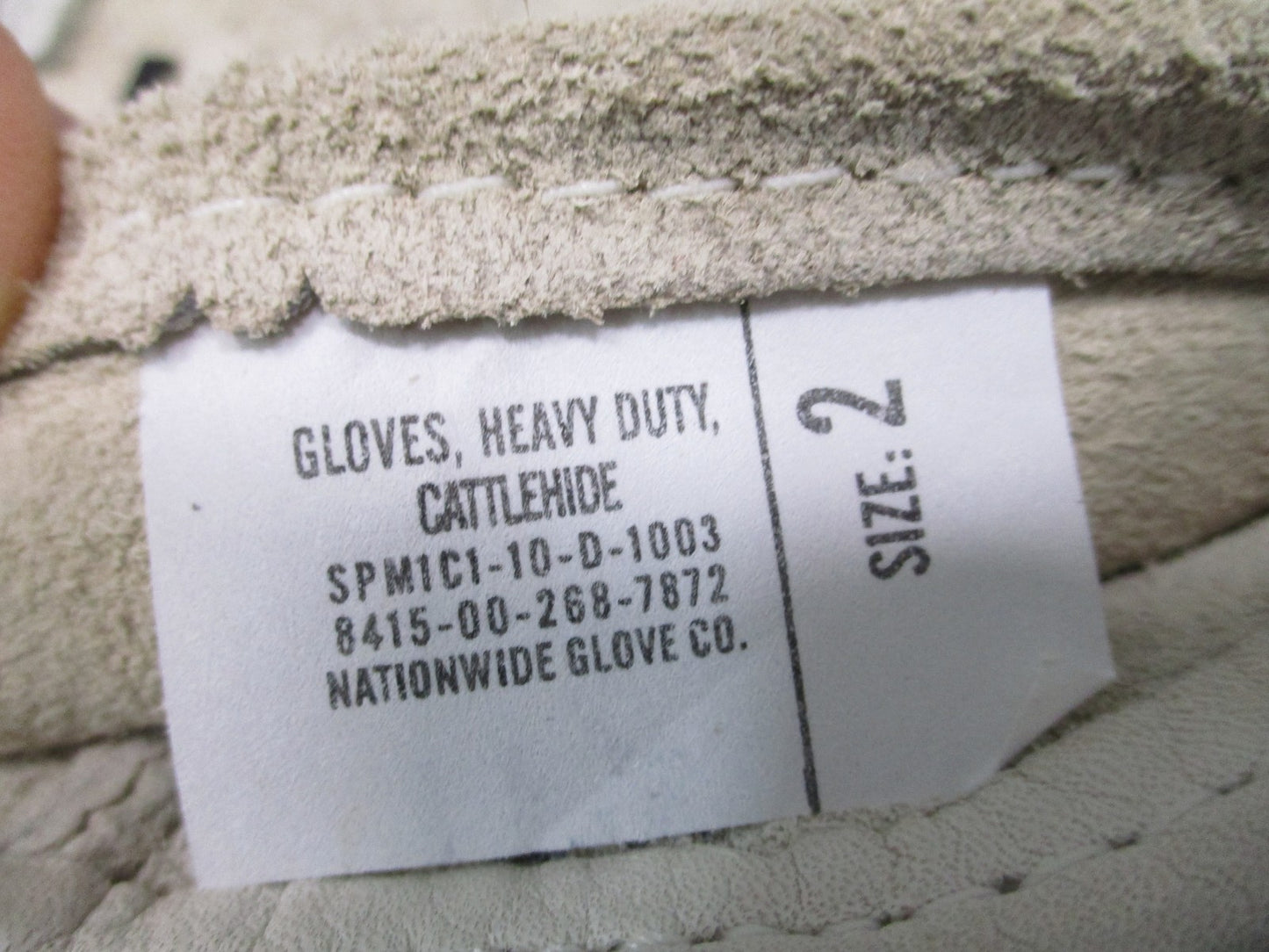 US Military Surplus Heavy Duty Cattlehide Leather Gloves Size 2 Tactical Work