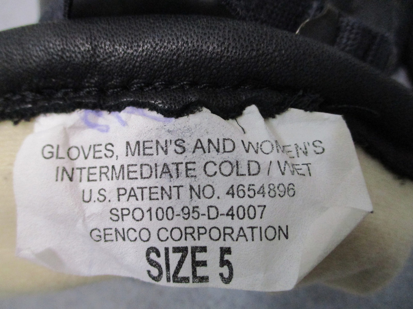 Military Intermediate Cold Wet Weather Leather Gloves Genco Size 5 Contract USA