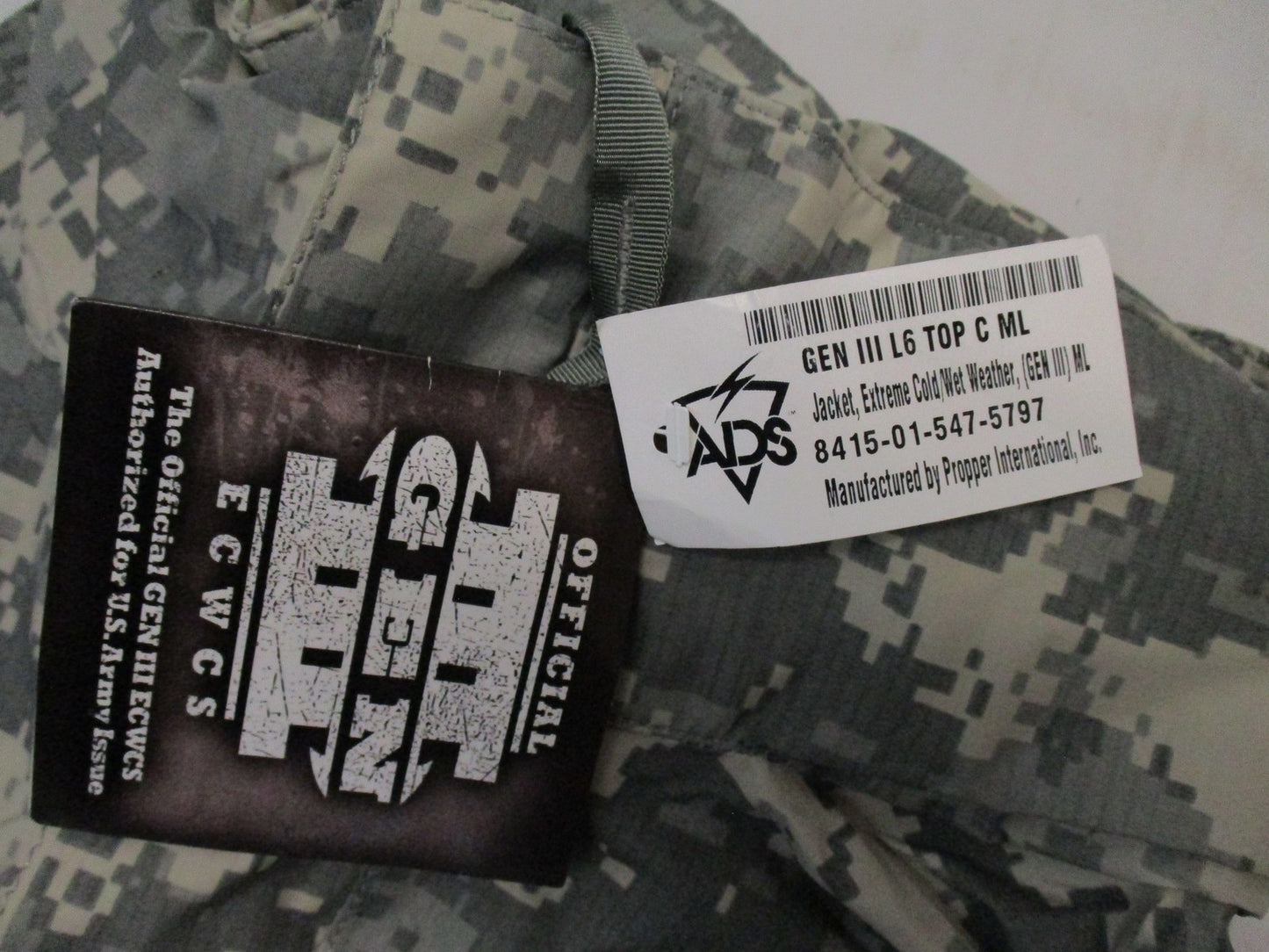 NEW ARMY ACU DIGITAL UCP GEN III LEVEL 6 COLD/WET JACKET MEDIUM/LONG GORE-TEX