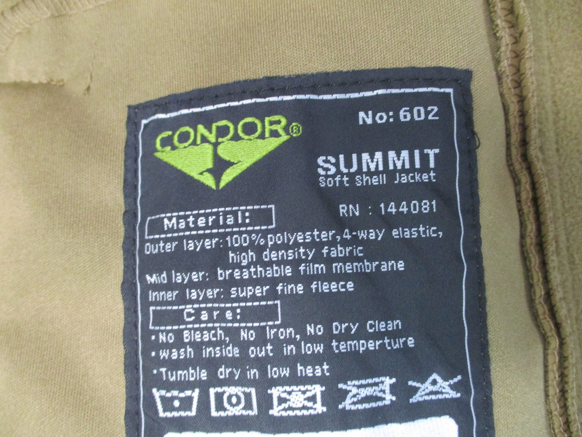 New Condor Summit Soft Shell Jacket Coyote Brown Tactical Military Coat Size M