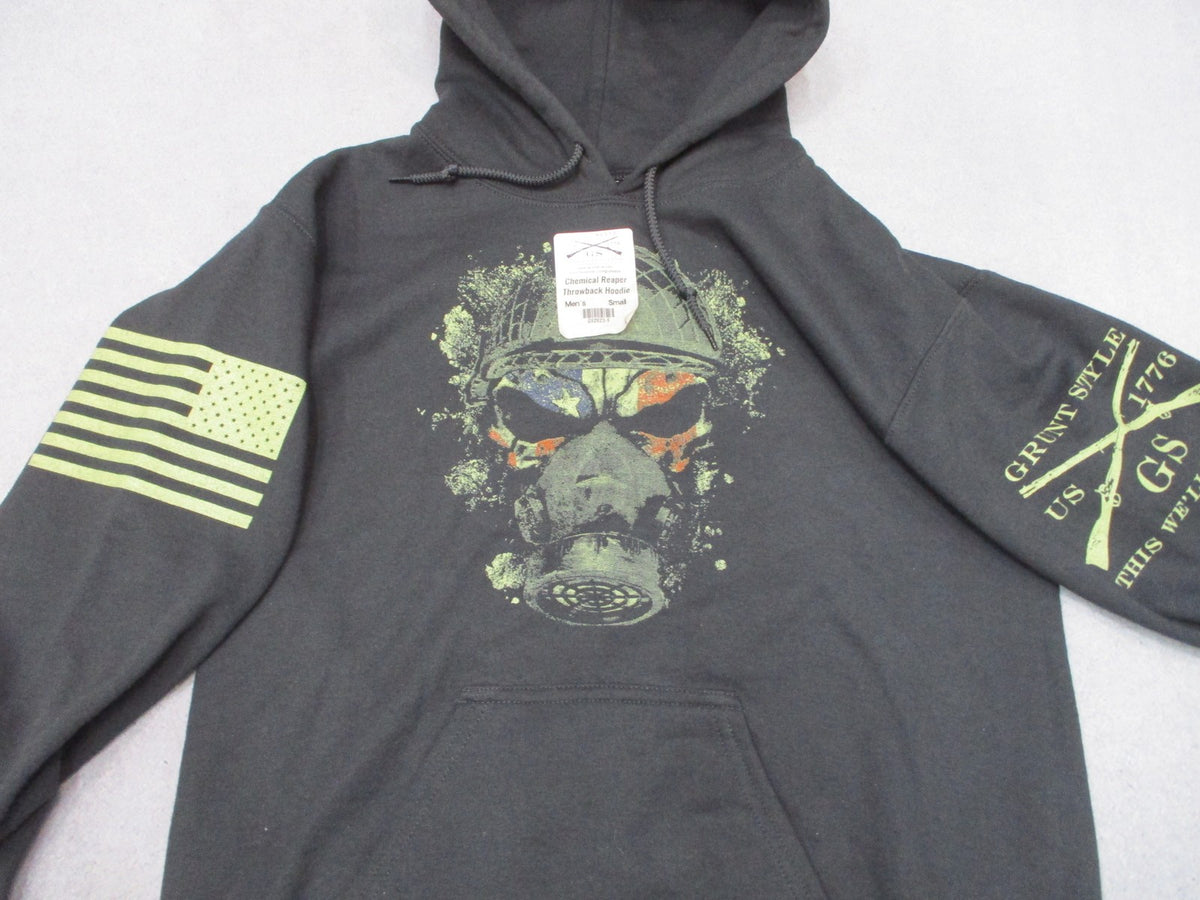 New Grunt Style Chemical Reaper Throwback Hoodie Men's Small Black Pullover