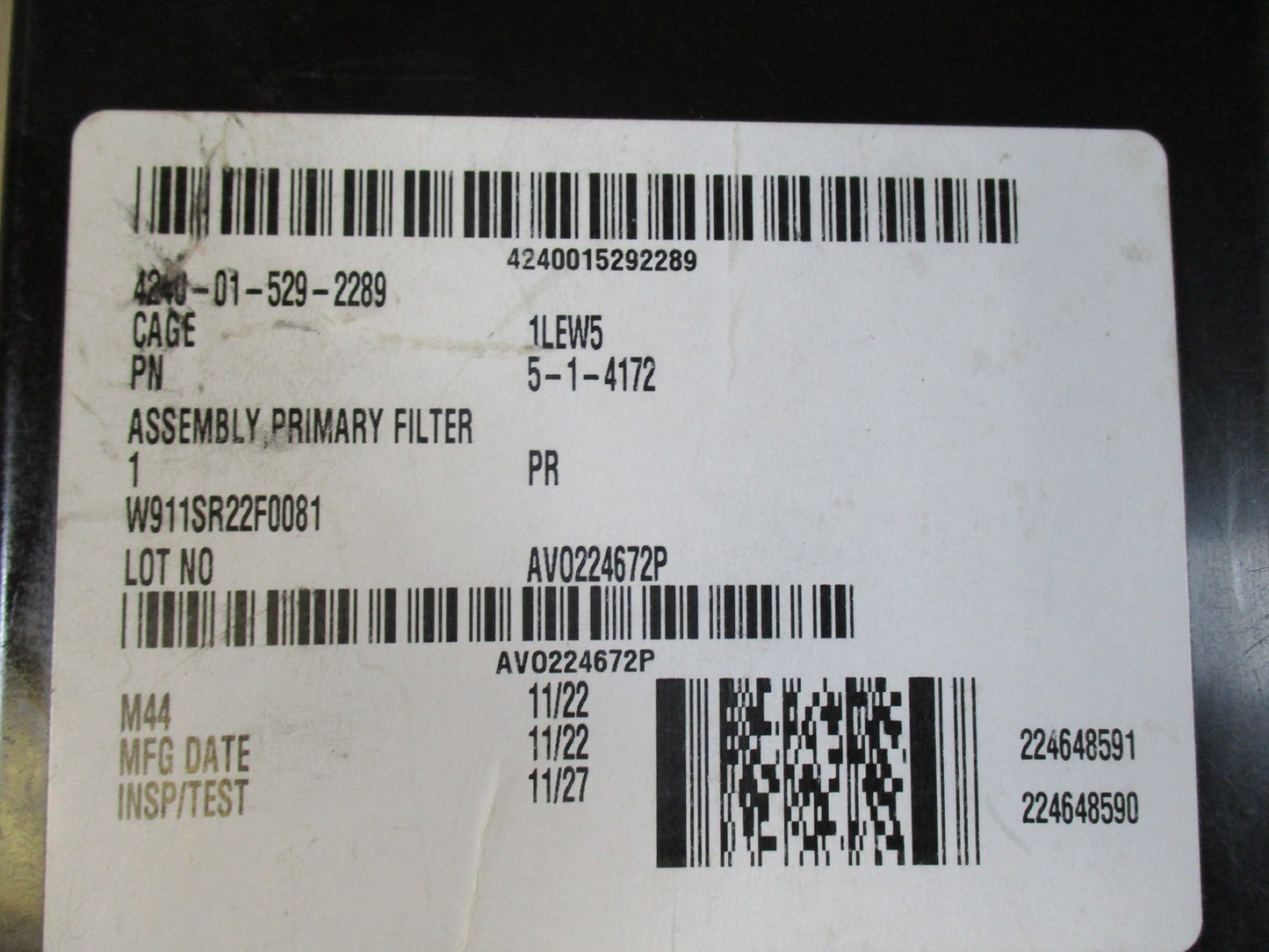 M44 Primary Filter Assembly NSN 4240-01-529-2289 Military Surplus m50 gas mask