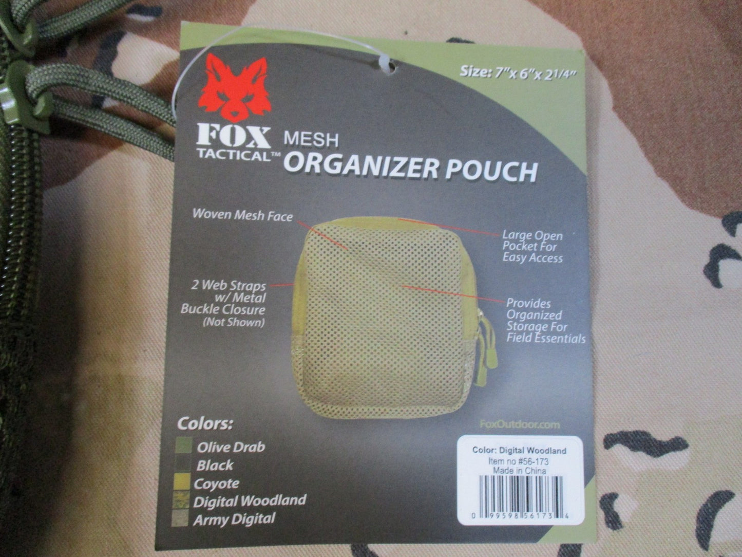 Fox Tactical Mesh Organizer Pouch Digital Woodland New Hygiene travel kit