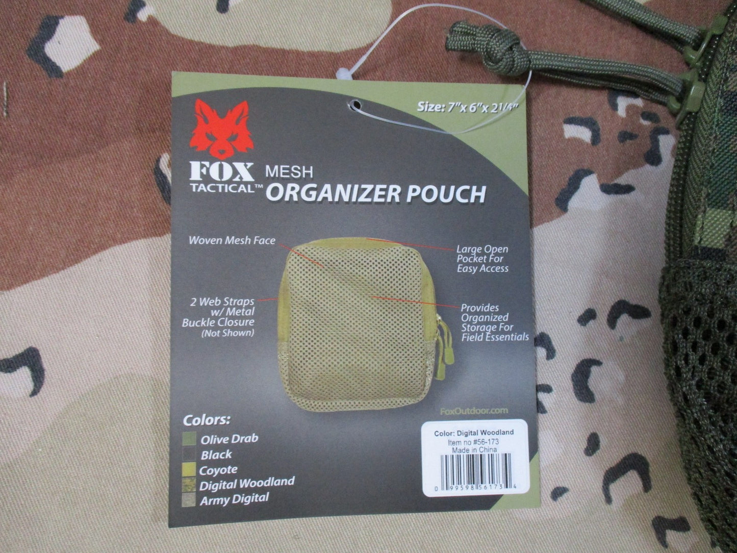 Fox Tactical Mesh Organizer Pouch Digital Woodland New Hygiene travel kit