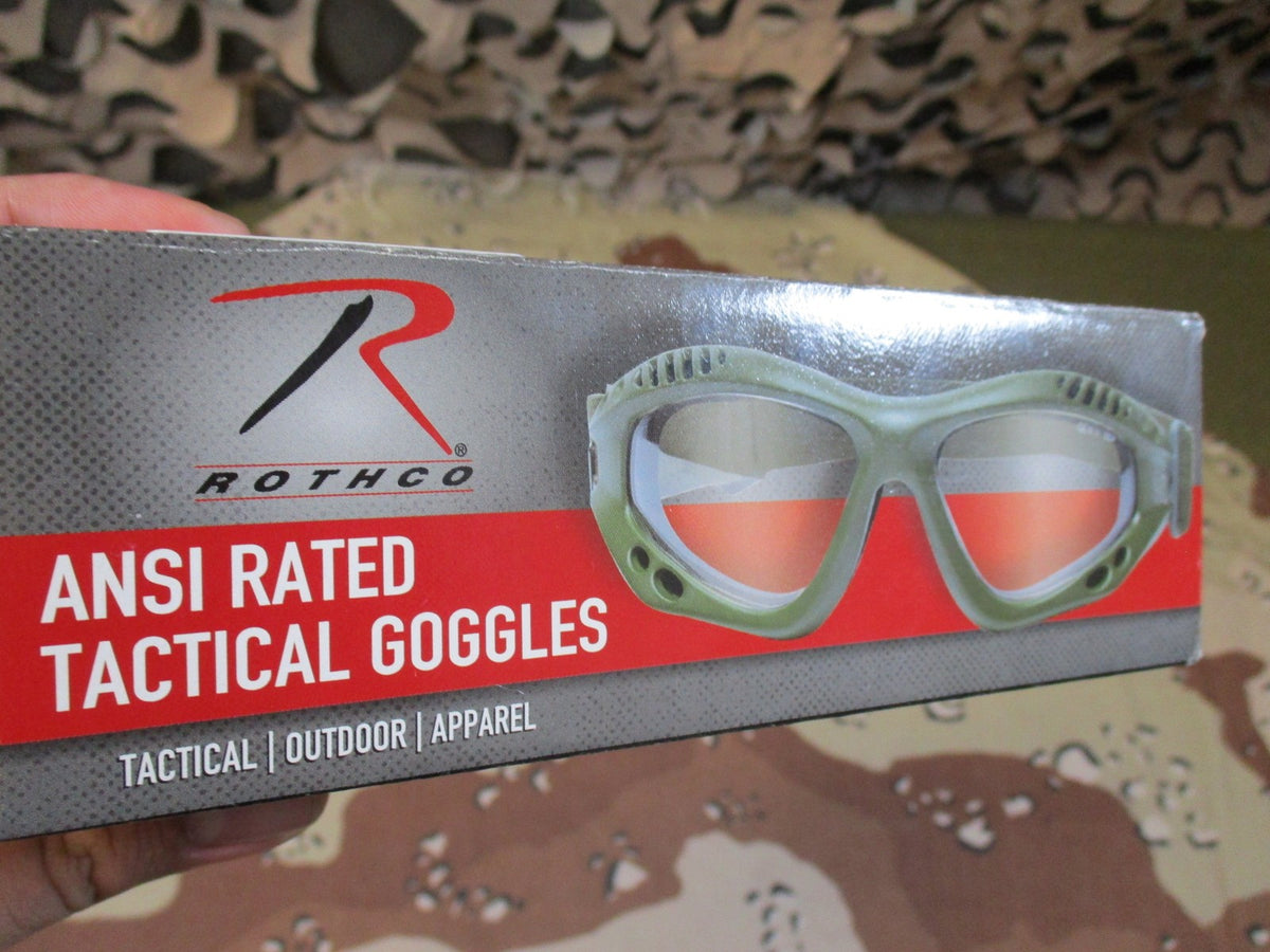 New Rothco ANSI Rated Tactical Goggles Olive Drab UV400 Shatterproof Lens