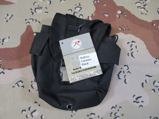 New Rothco MOLLE Canteen Cover Pouch Black Tactical Gear Military Style
