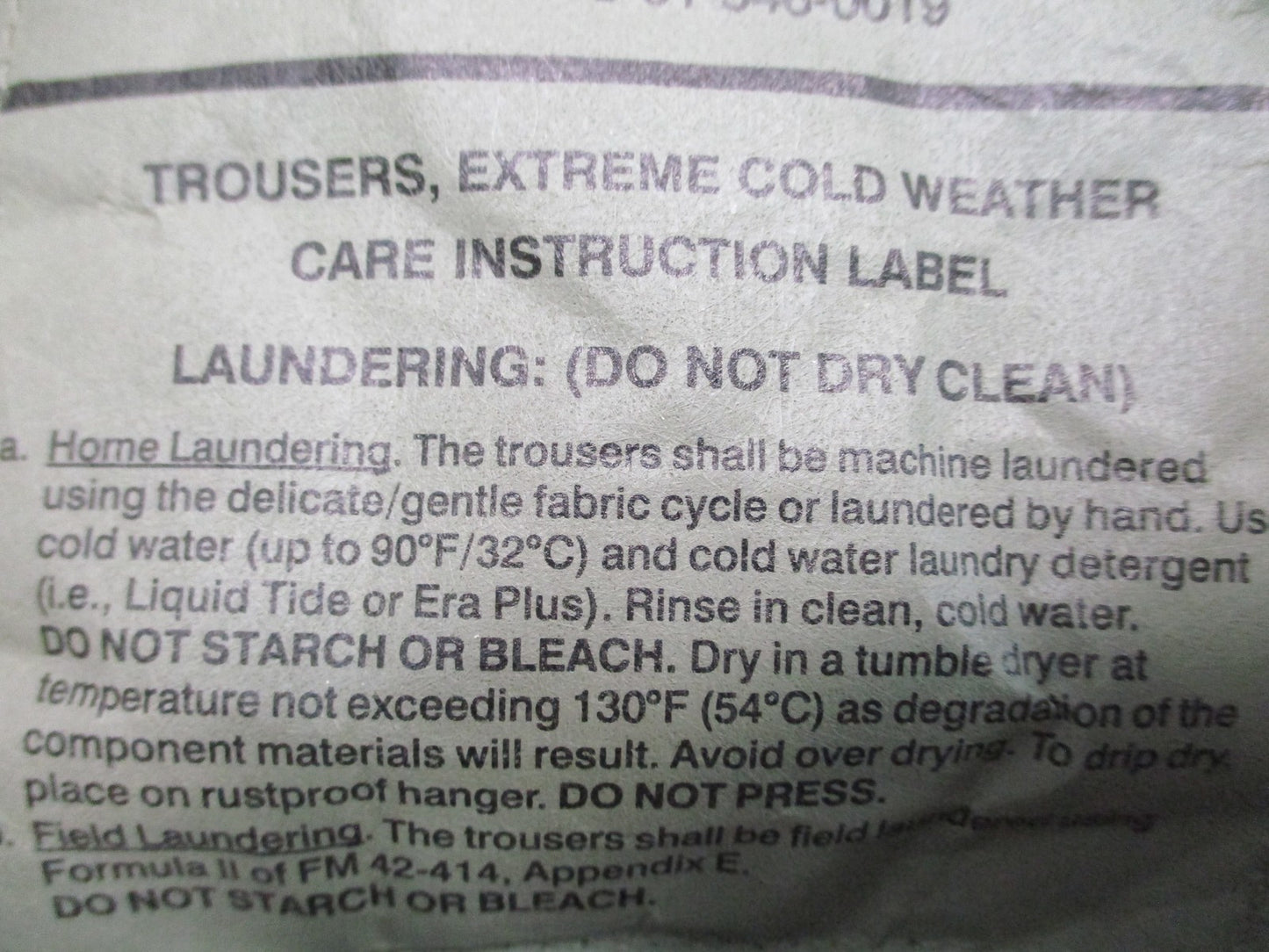 GEN3 PRIMALOFT LEVEL 7 TROUSERS EXTREME COLD WEATHER MED/LONG 8415-01-546-0019