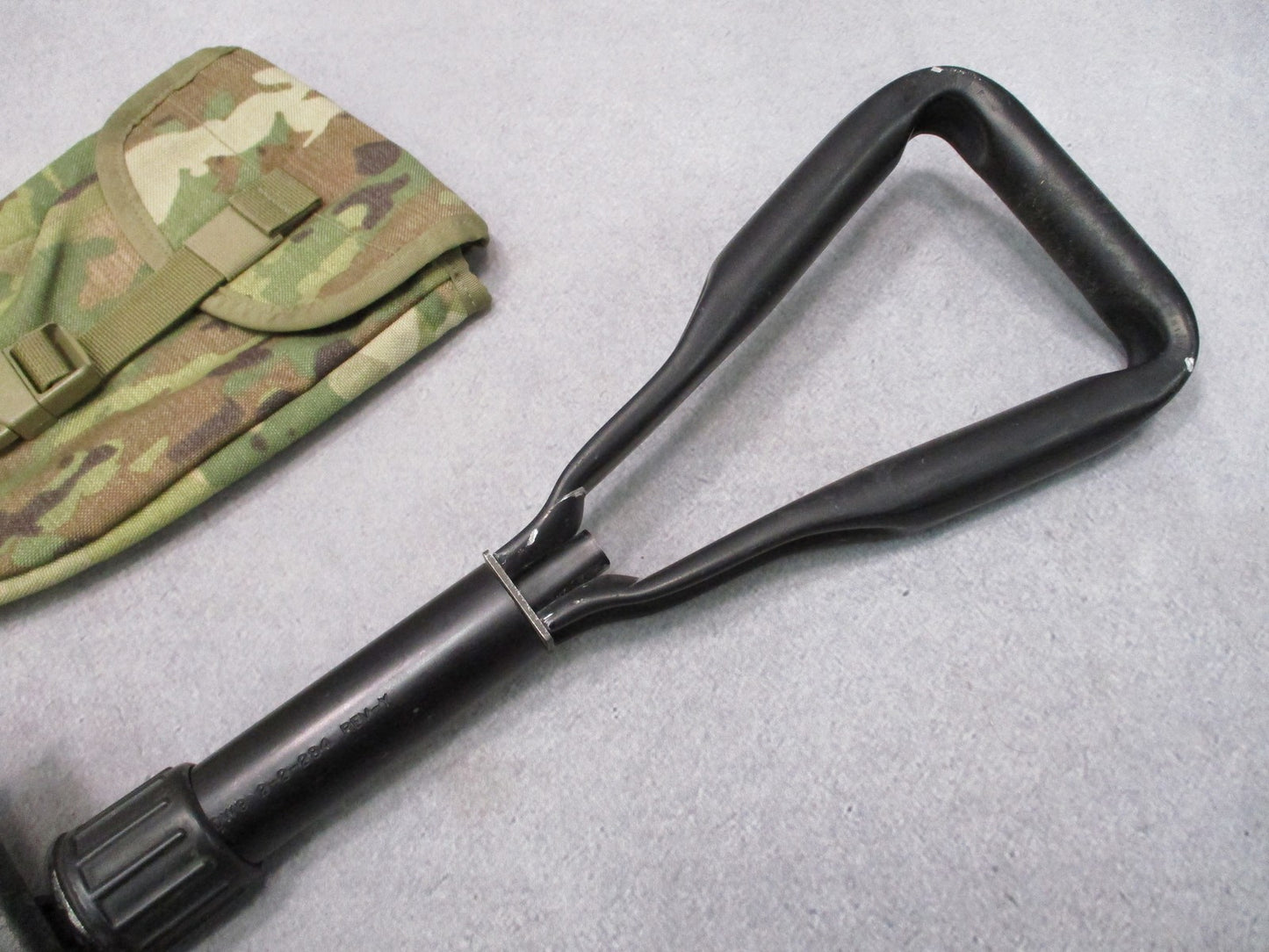 US Military Issue Tri-Fold E-Tool Shovel with Scorpion OCP w2 MOLLE II Pouch
