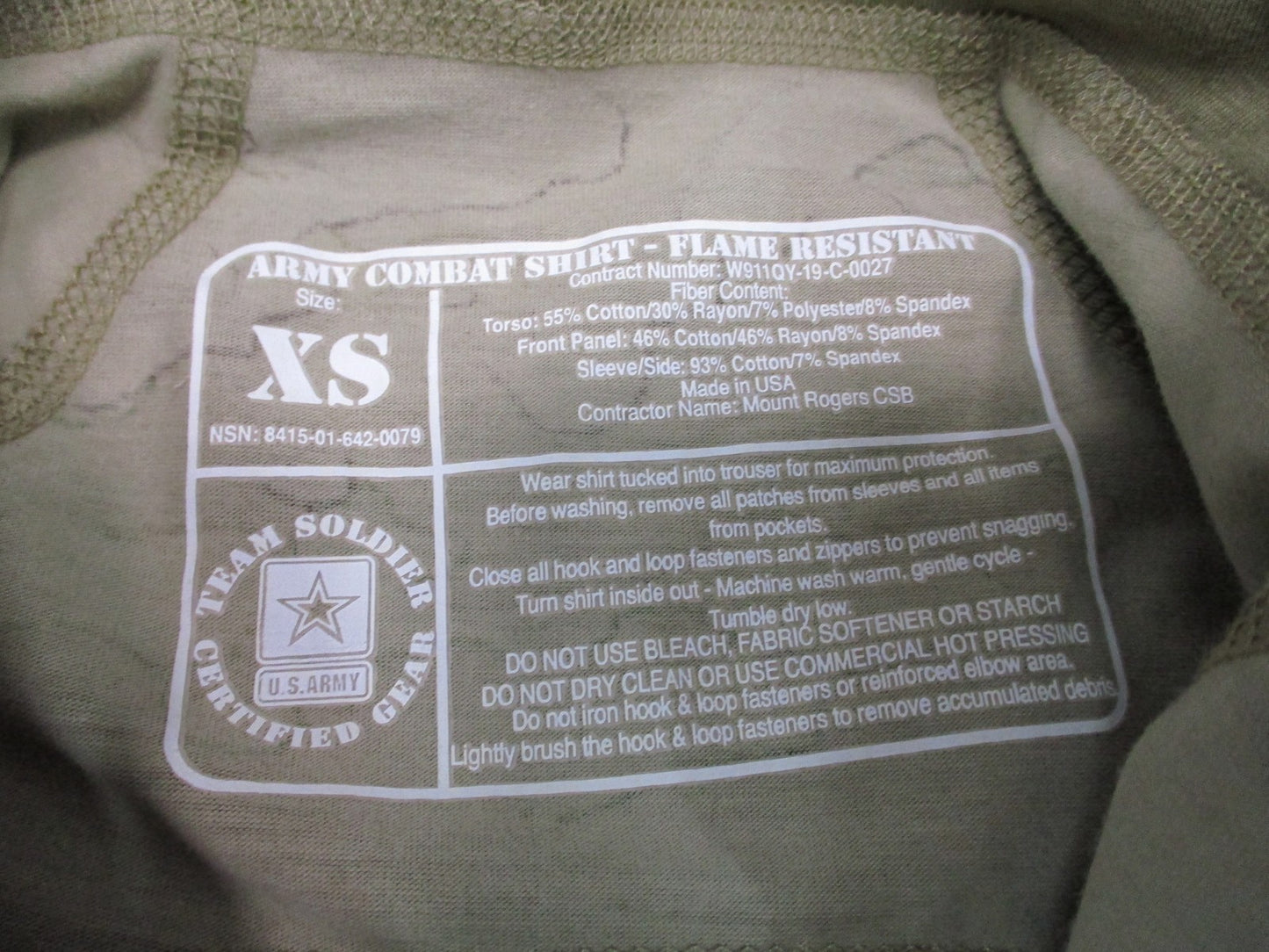 Genuine US Army Combat Shirt Flame Resistant Scorpion XS OCP 8415-01-642-0079