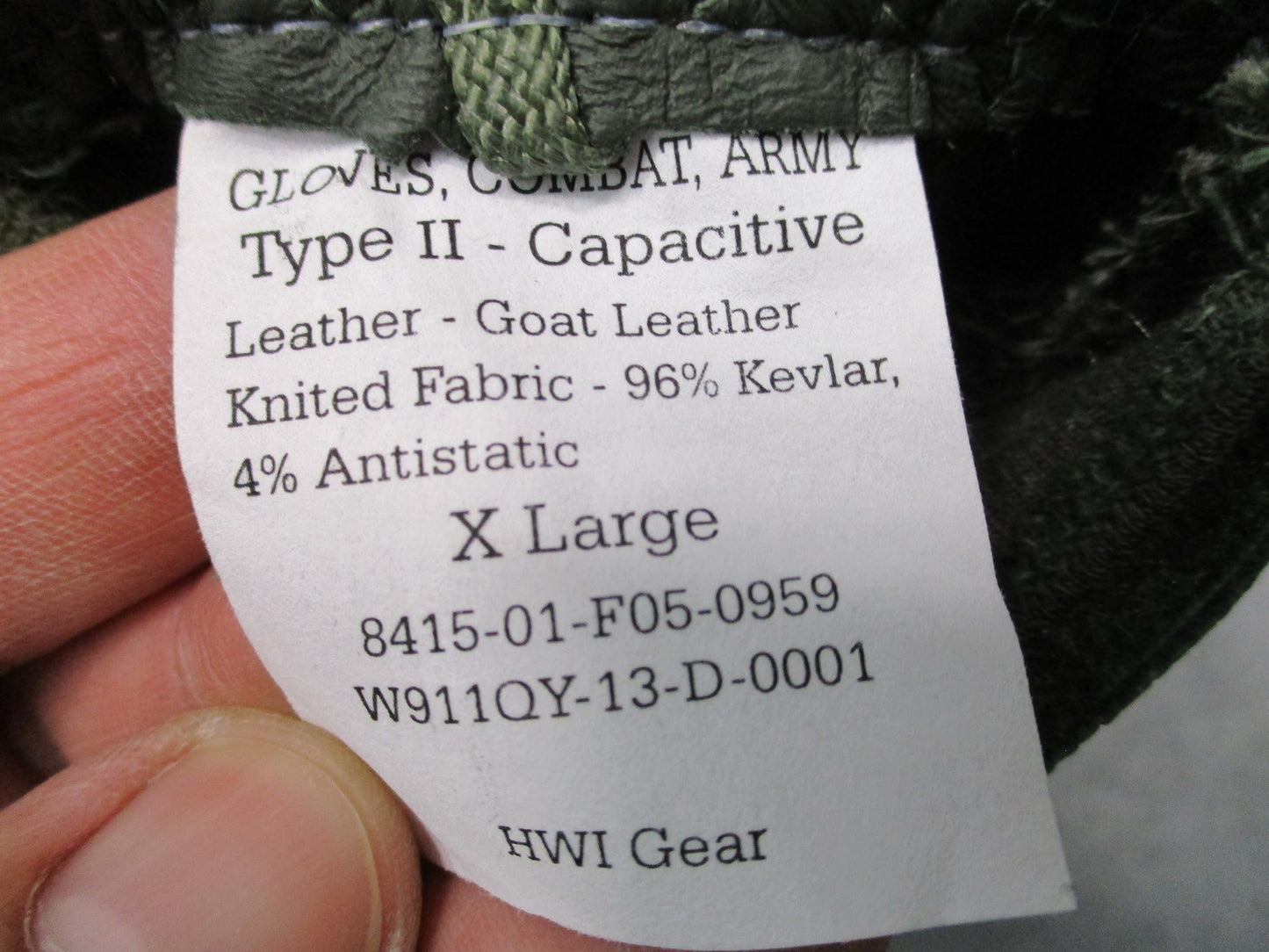HWI Gear Combat Army Type II Gloves X-Large Capacitive Goat Leather Tactical