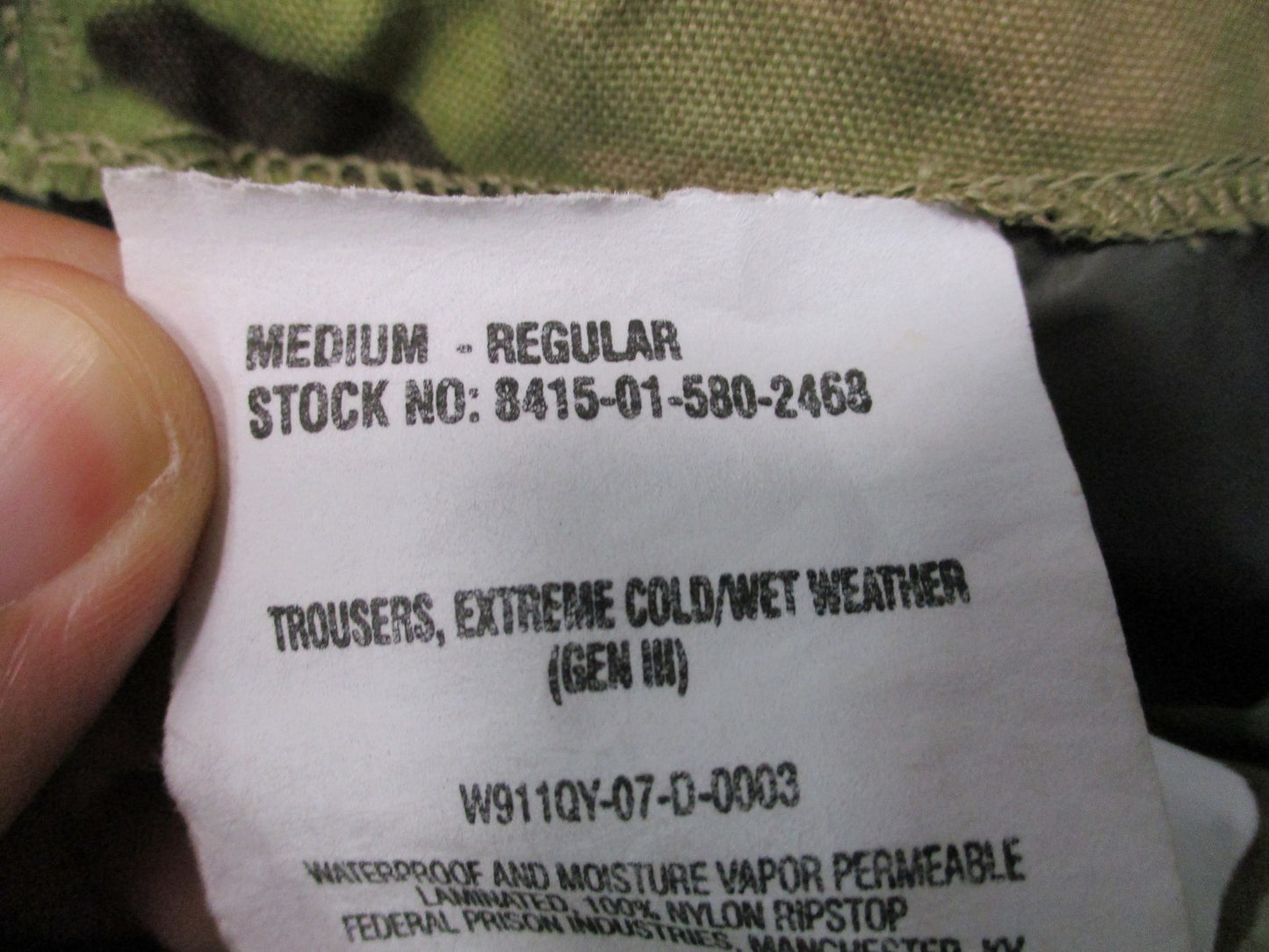 US Army ECWCS Gen III Trousers Medium Regular Multicam Gore-Tex Waterproof Pants