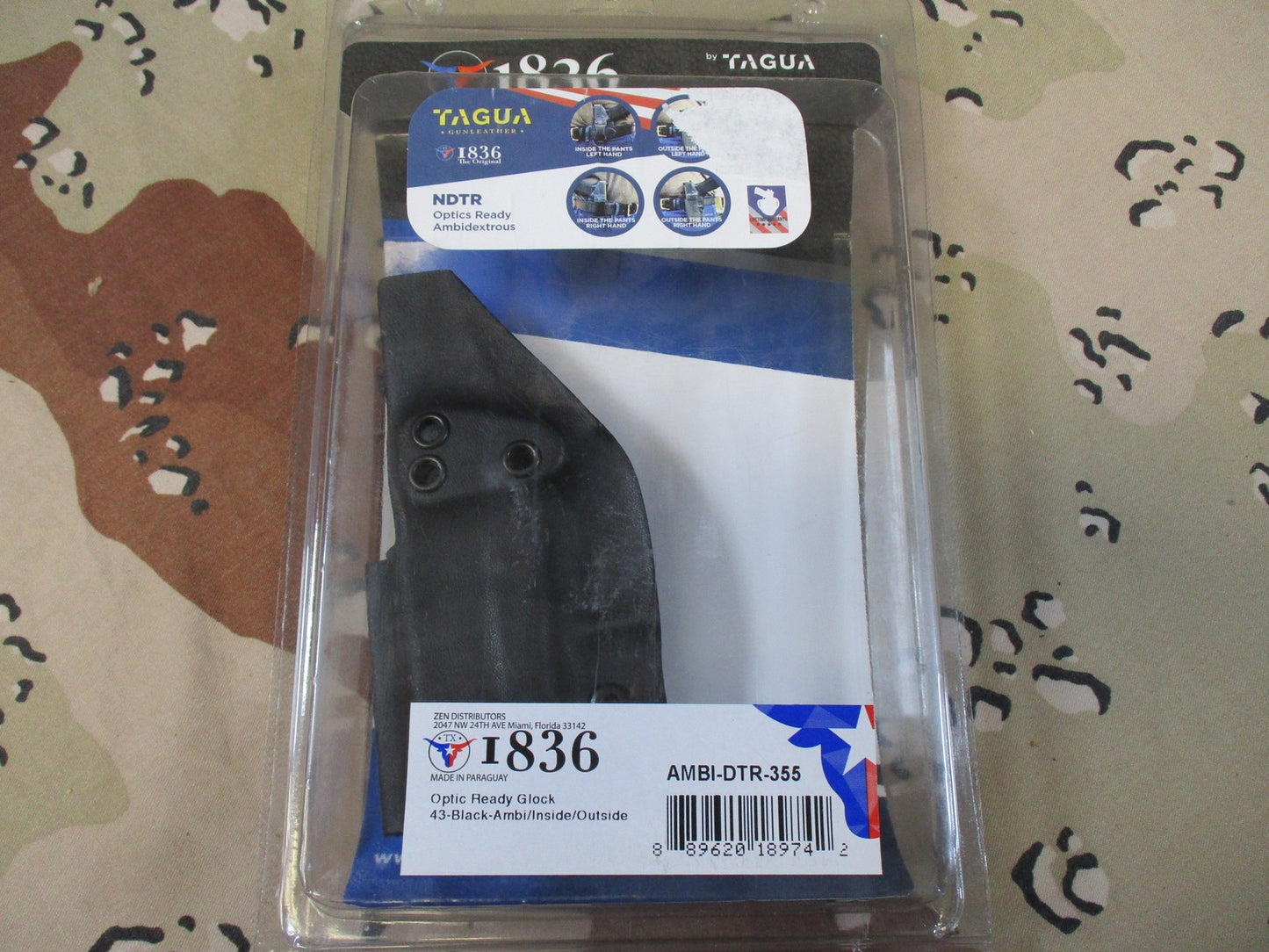 1836 Tagua Ambidextrous Optic Ready Holster for Glock 43 IWB OWB Black New