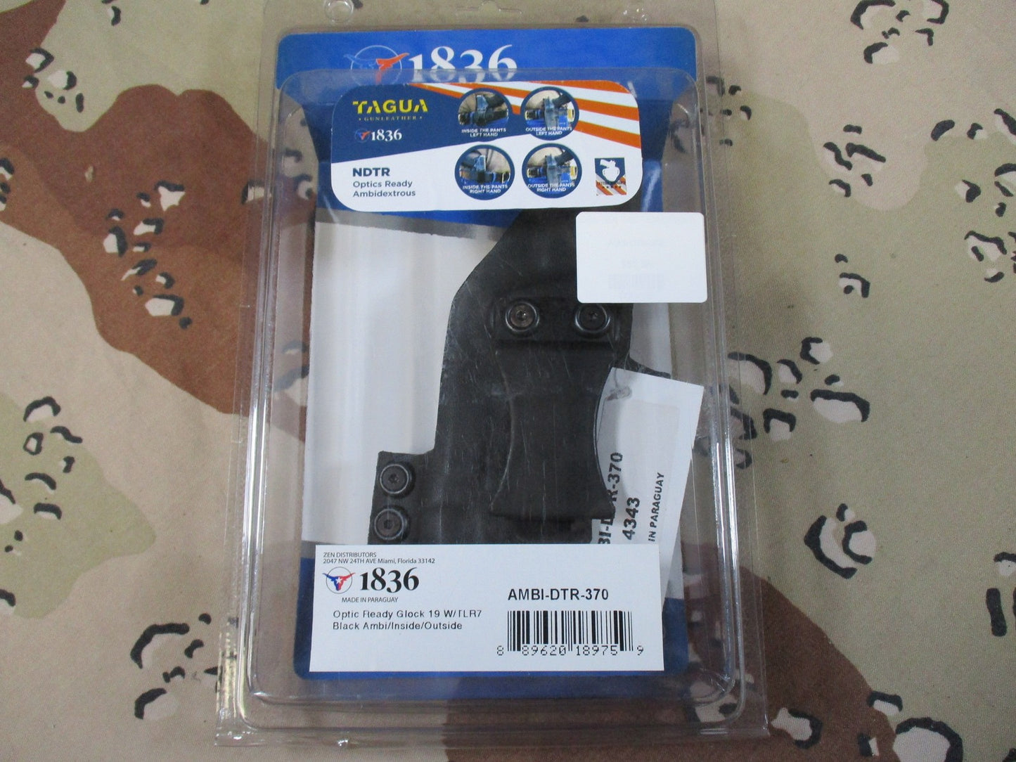 1836 Tagua Optic Ready Holster for Glock 19 w/ TLR-7 Ambidextrous IWB OWB Black