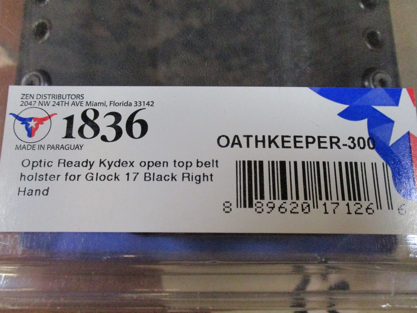 1836 by Tagua Oathkeeper-300 Kydex Optic Ready Holster for Glock 17 Right Hand