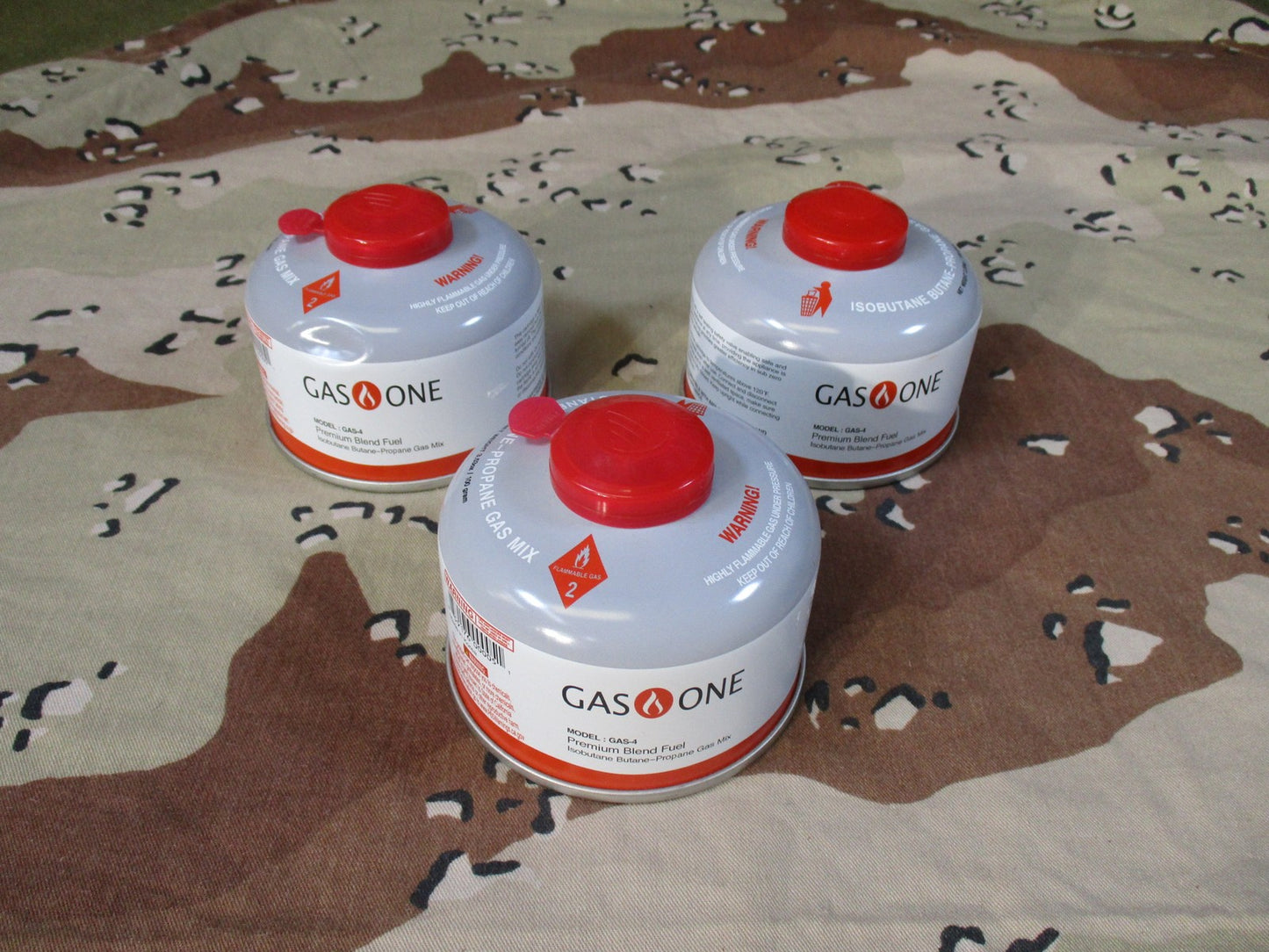 3x Gas One GAS-4 Isobutane Butane-Propane Camping Stove Fuel Canisters 100g New