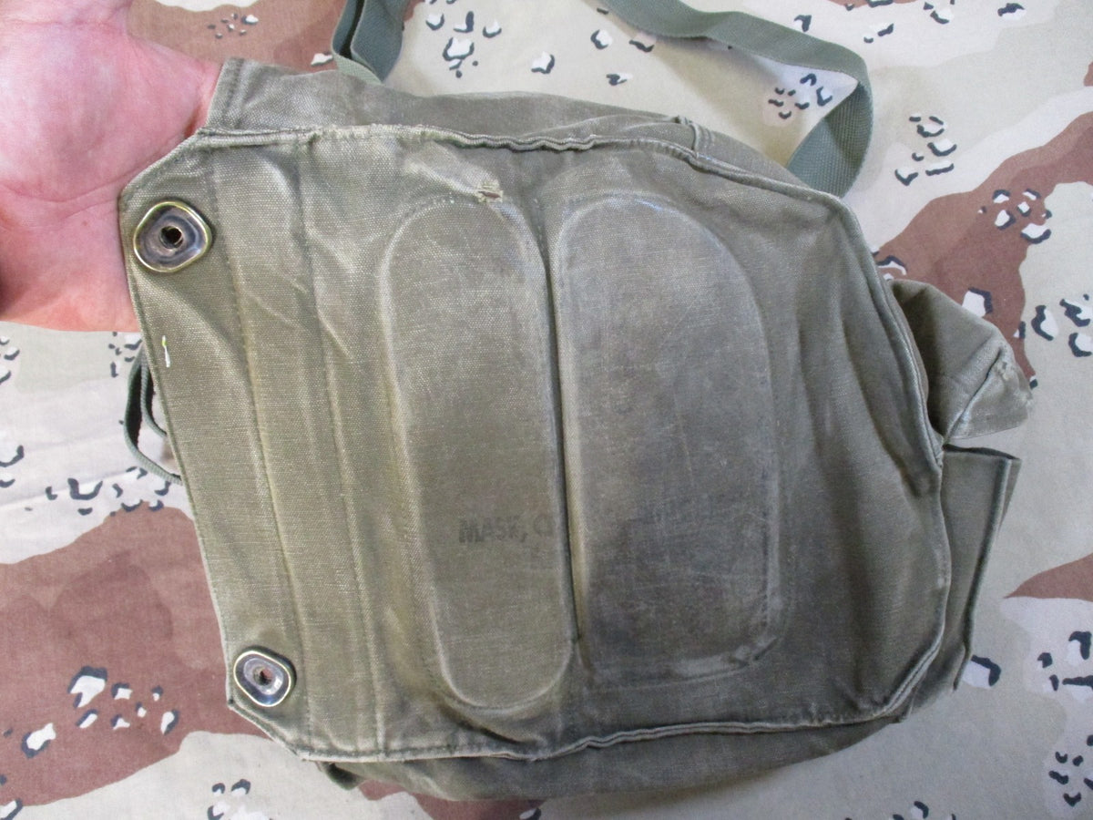 Vintage US Military M17 Gas Mask Carrier Bag OD Green Tactical Surplus usgi