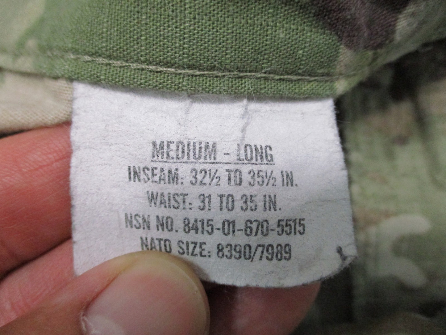 USGI Army IHWCU Combat Trousers NSN IHWCU trousers Medium-Long 8415-01-670-5515