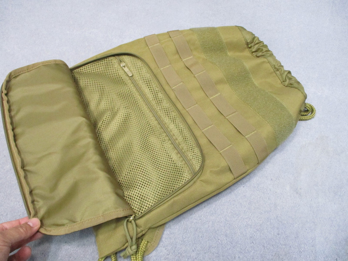 Highland Tactical Drawstring Backpack Tan MOLLE Webbing Padded Back