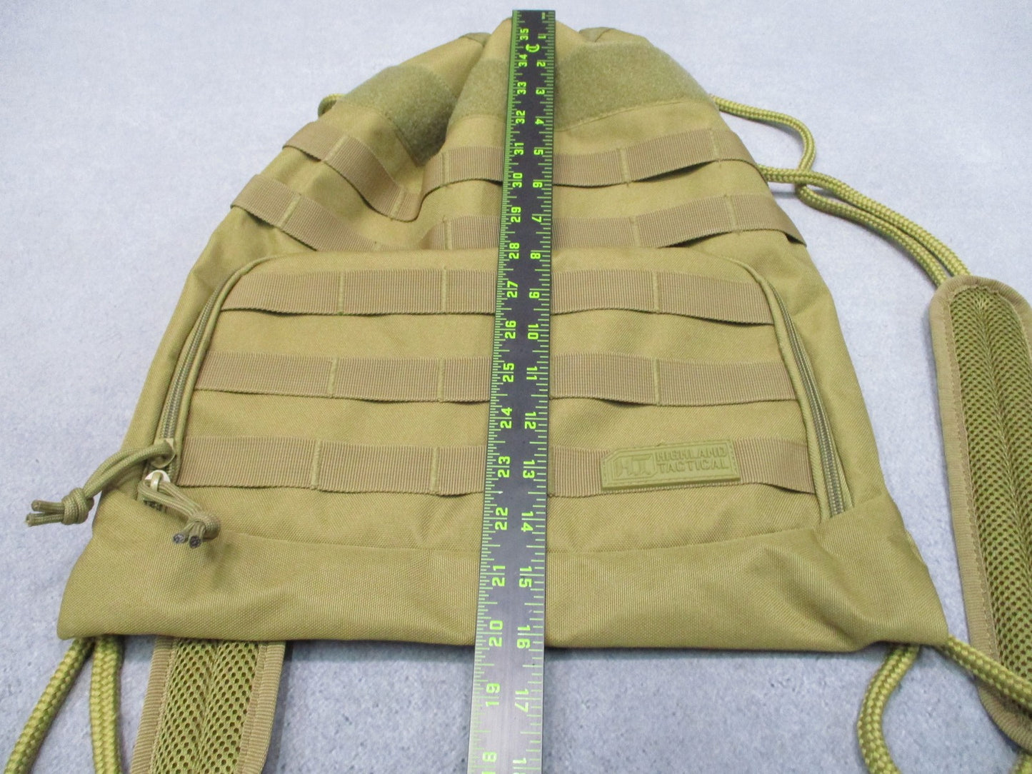 Highland Tactical Drawstring Backpack Tan MOLLE Webbing Padded Back