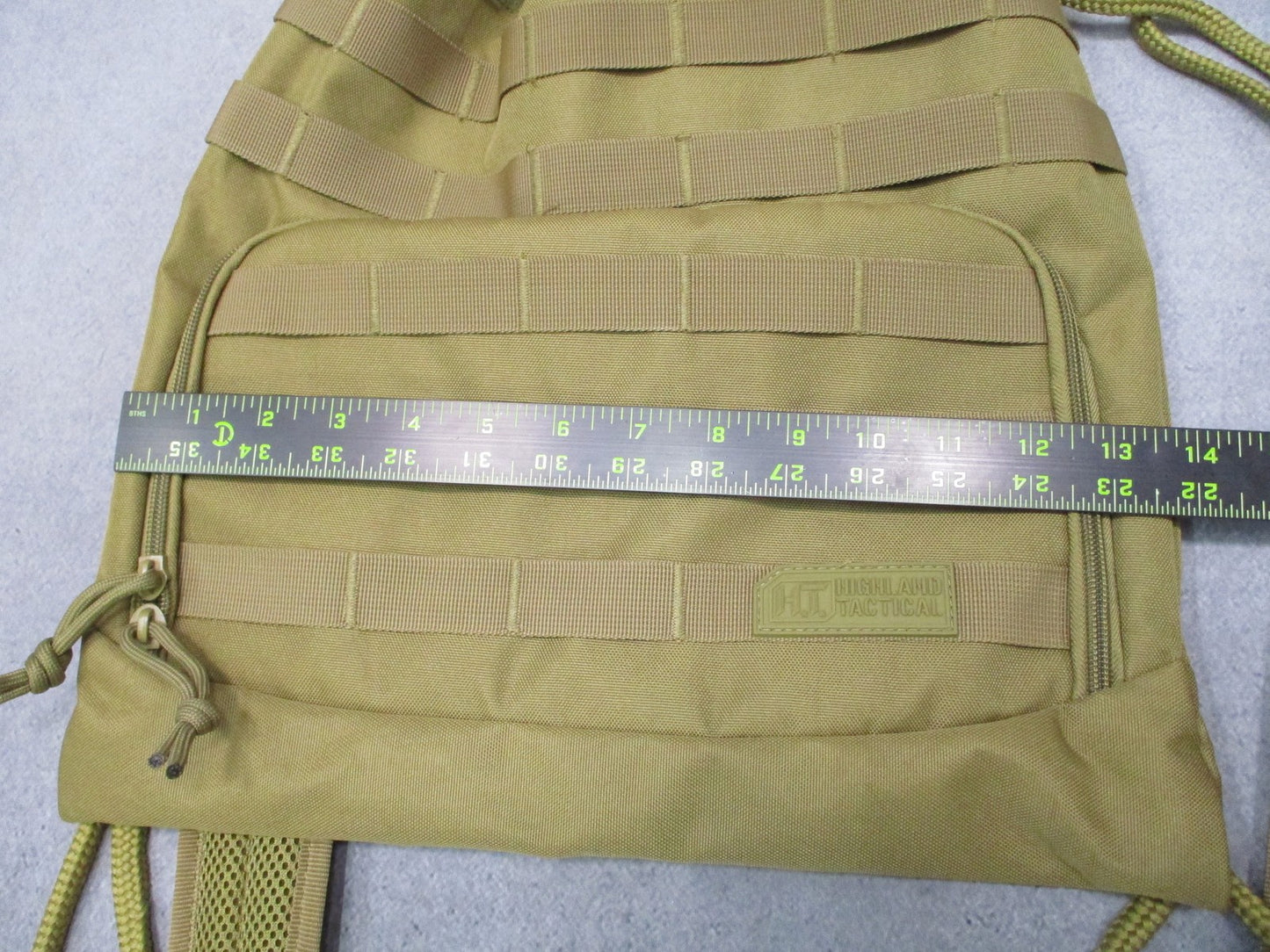 Highland Tactical Drawstring Backpack Tan MOLLE Webbing Padded Back