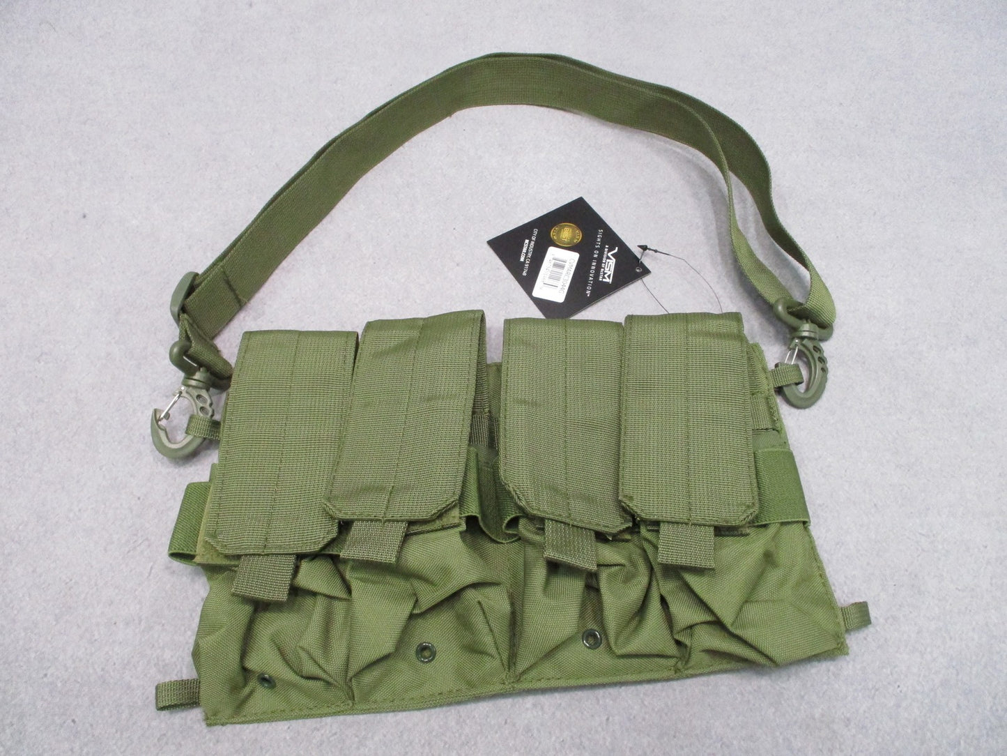 VISM Tactical Bandolier Mag Carrier OD Green Holds 8 or 4 Magazines New