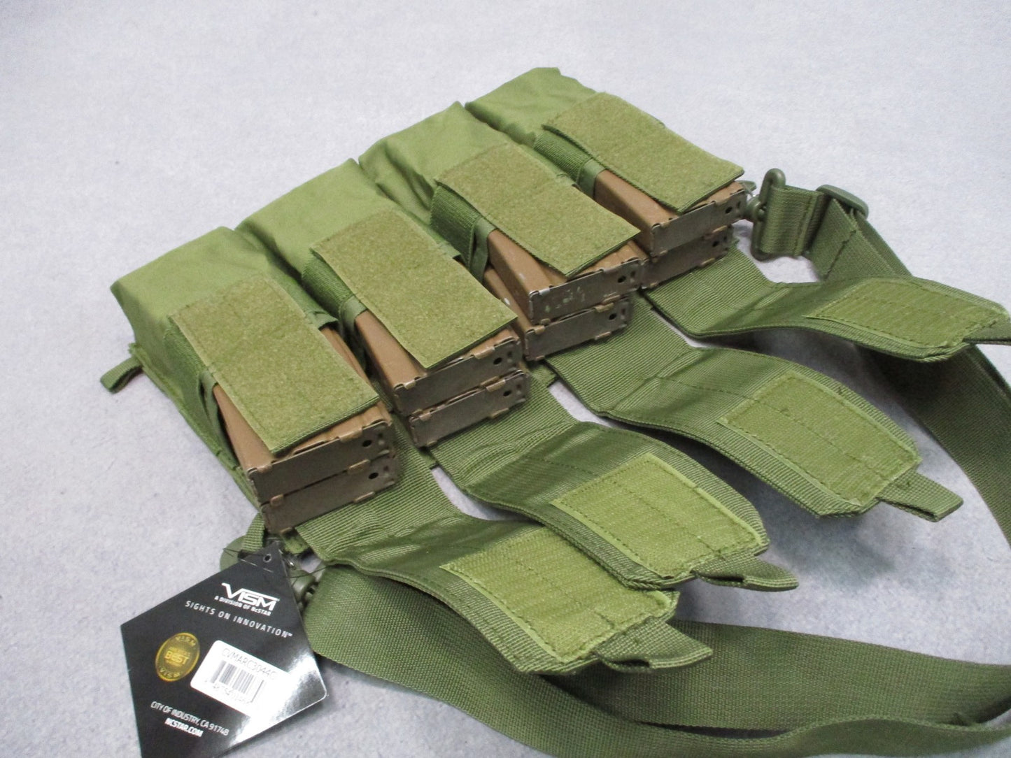 VISM Tactical Bandolier Mag Carrier OD Green Holds 8 or 4 Magazines New