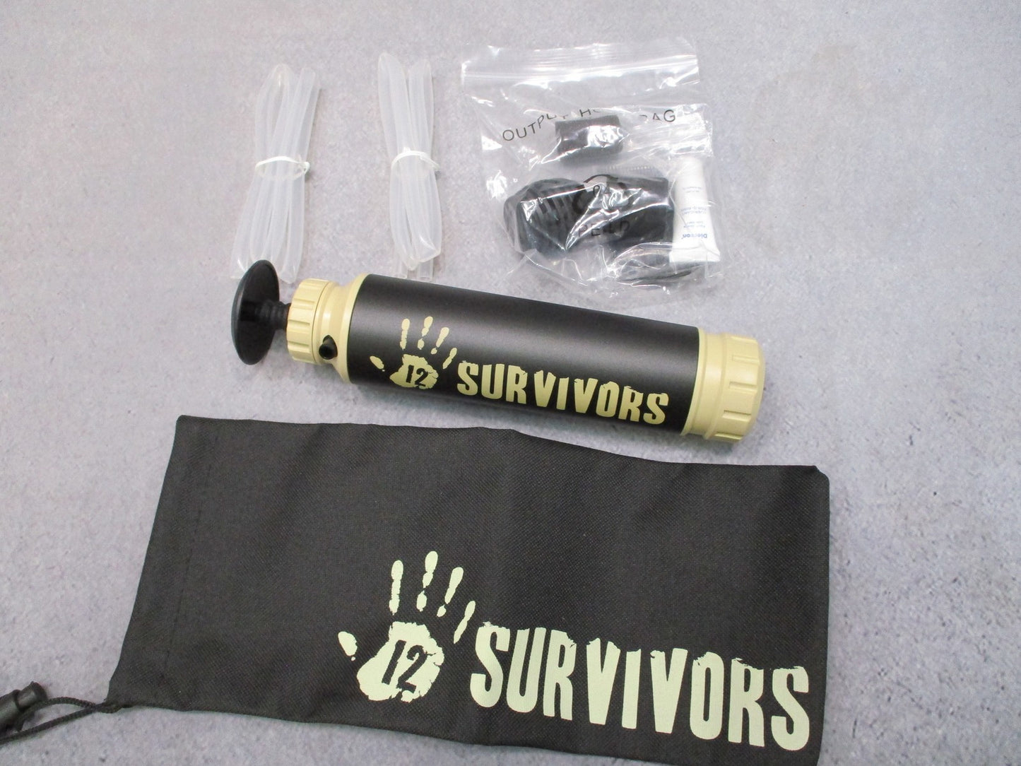 12 Survivors TS76003 Hand Pump Water Purifier - Portable Camping Survival Filter