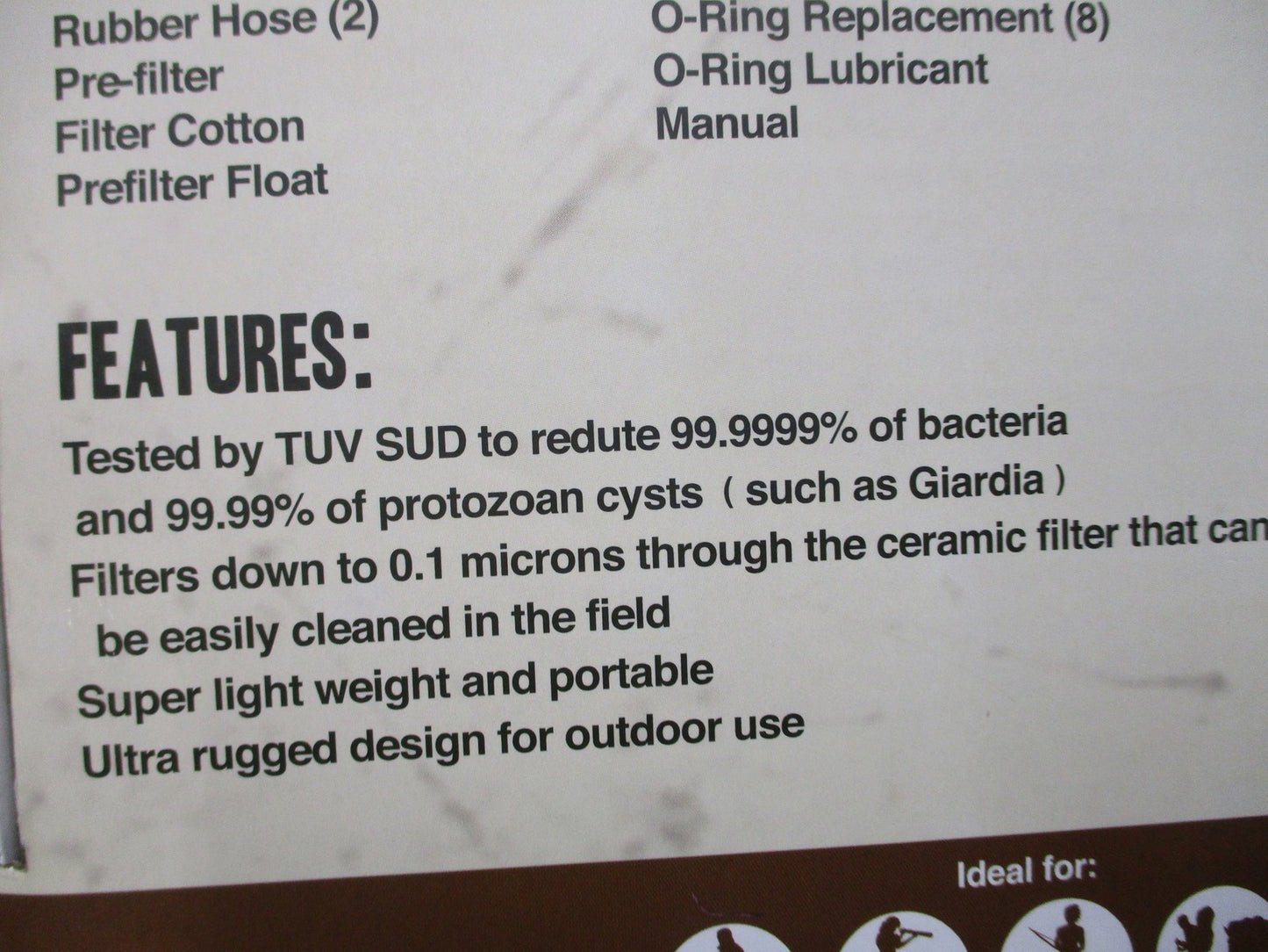 12 Survivors TS76003 Hand Pump Water Purifier - Portable Camping Survival Filter