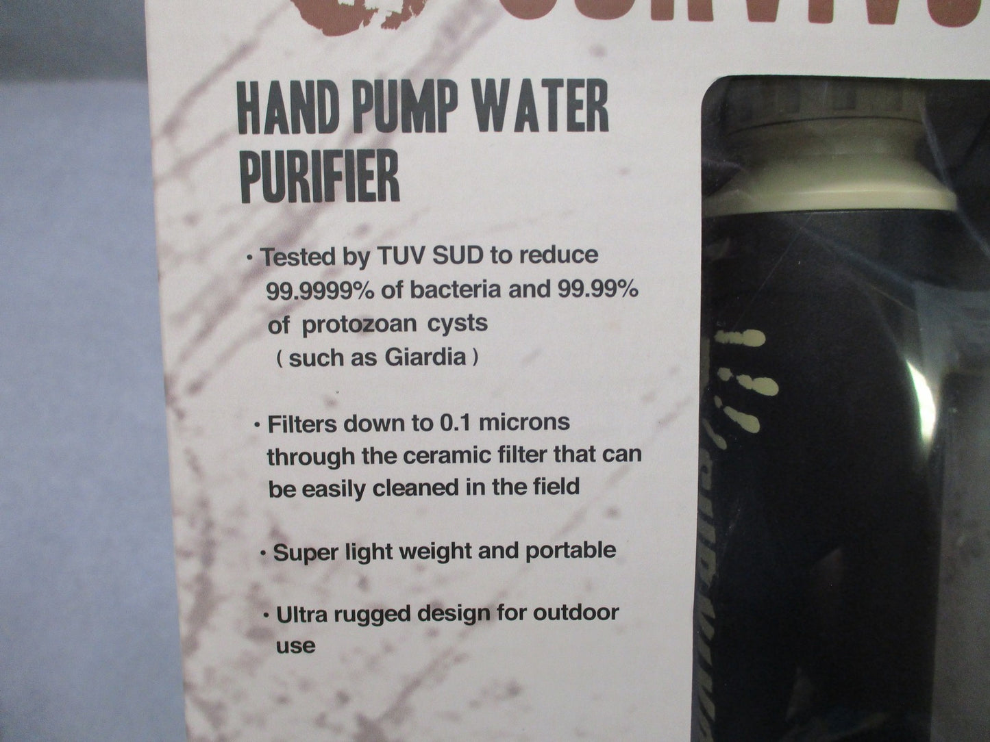 12 Survivors TS76003 Hand Pump Water Purifier - Portable Camping Survival Filter