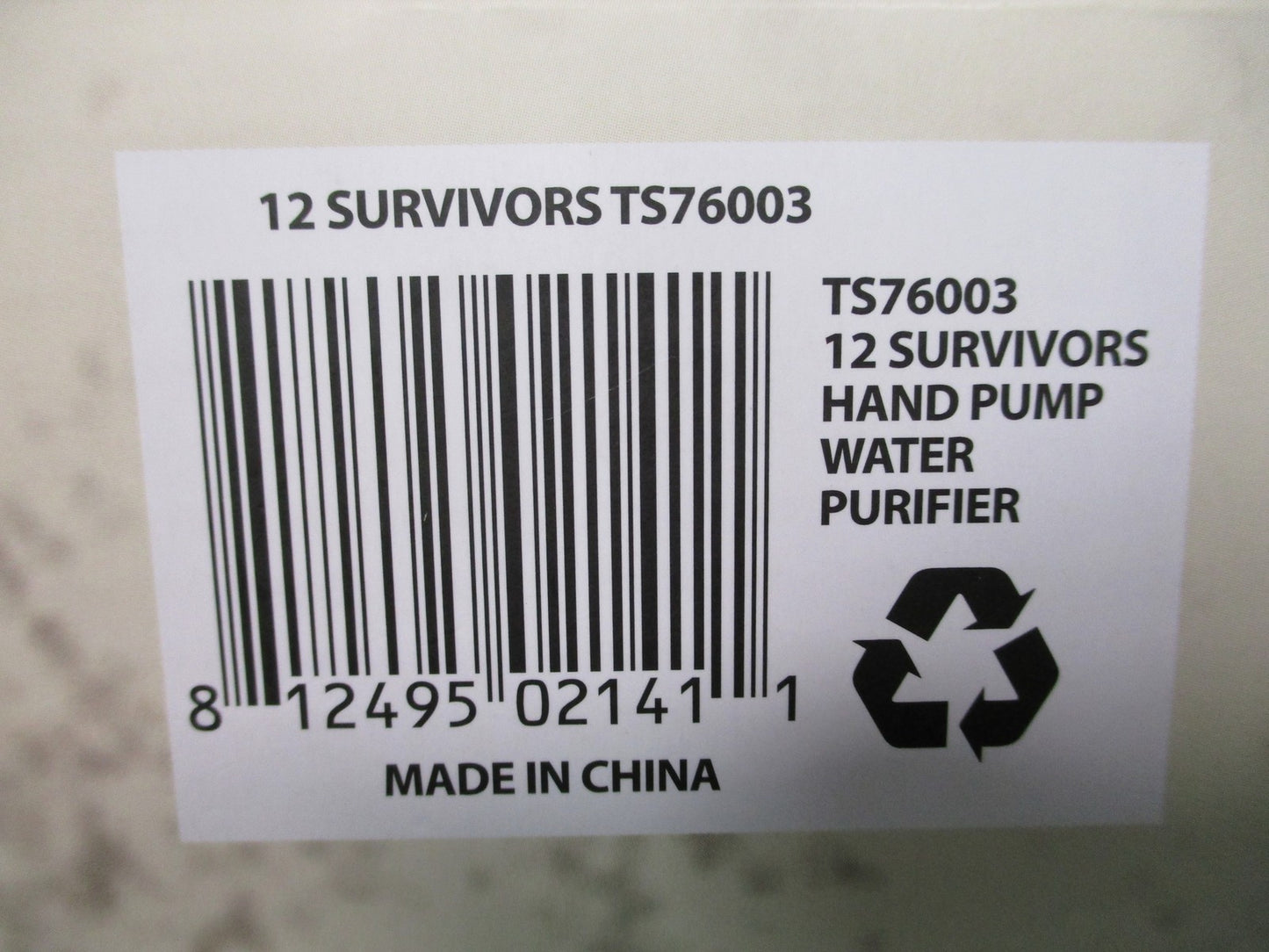 12 Survivors TS76003 Hand Pump Water Purifier - Portable Camping Survival Filter