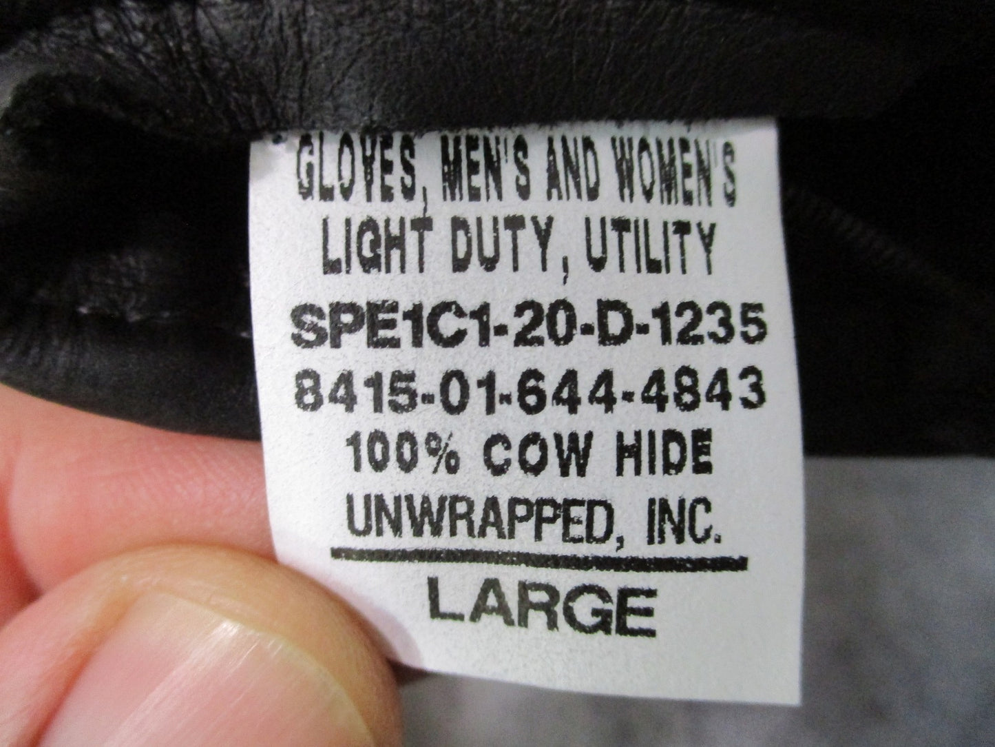 Fast Rope Army Tactical Gloves Men Women Large 100% Cow Hide Light Duty Utility