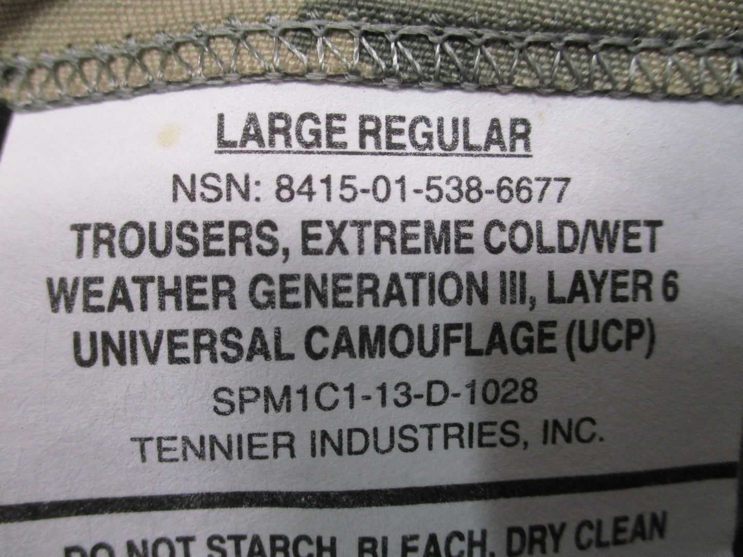 USGI Gen III Level 6 Gore-Tex Pants ACU UCP Large Regular ECWCS Wet Weather NWT