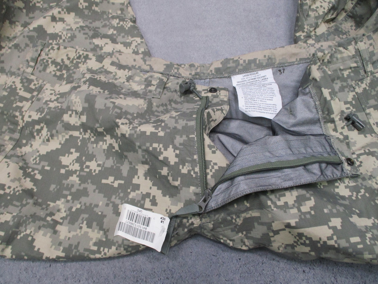 USGI Gen III Level 6 Gore-Tex Pants ACU UCP Large Regular ECWCS Wet Weather NWT