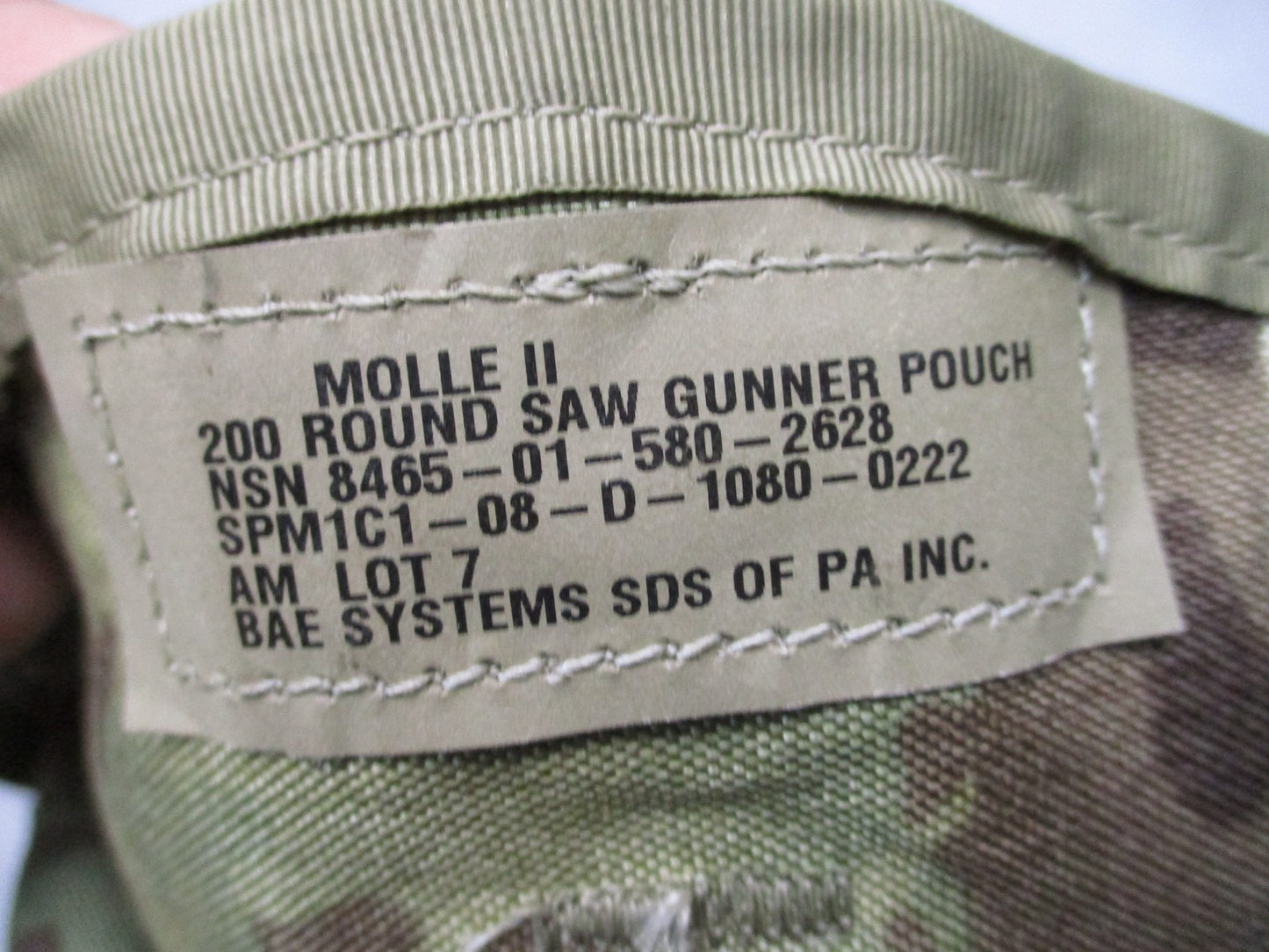 (1) NWOT US ARMY 200 ROUND SAW POUCH GUNNER POCKET MULTICAM OCP MOLLE