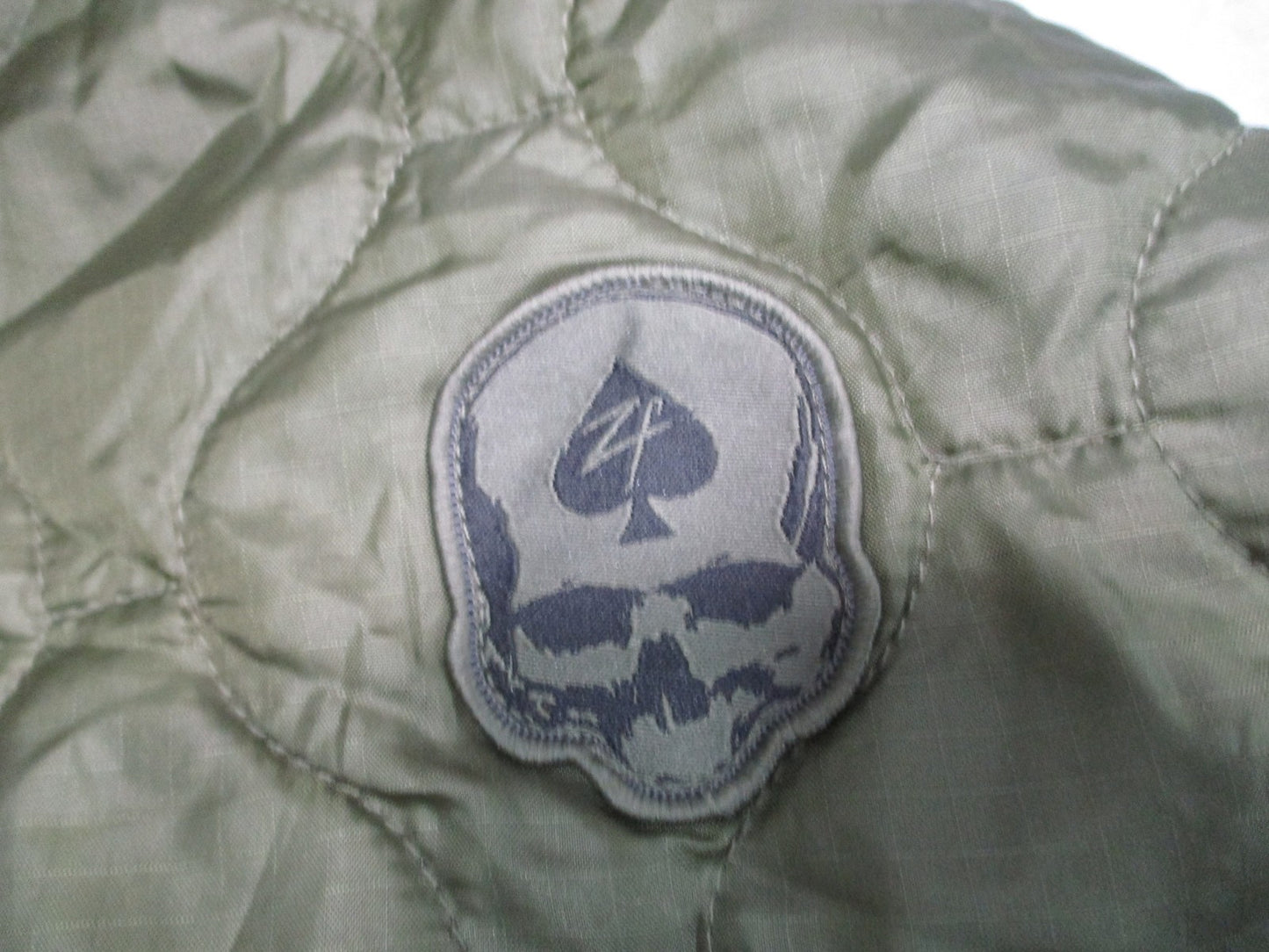 Zero Foxtrot Quilted Pullover Hoodie Men's Large Olive Green Skull Patch