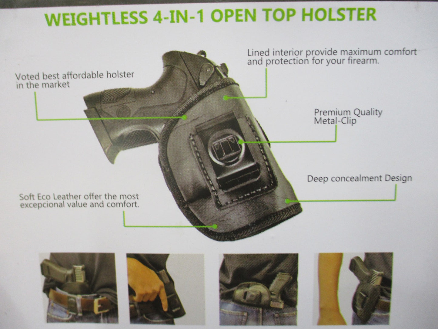 Tagua Gunleather 4-in-1 Open Top Holster Left Hand Double Stack 9mm 40 45 New